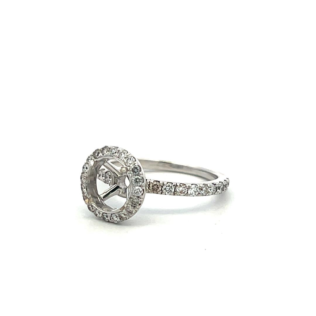 14K White Gold Semi Mount Ring with 0.4ct Round Diamonds Fits 7.5 MM 1.71ct+