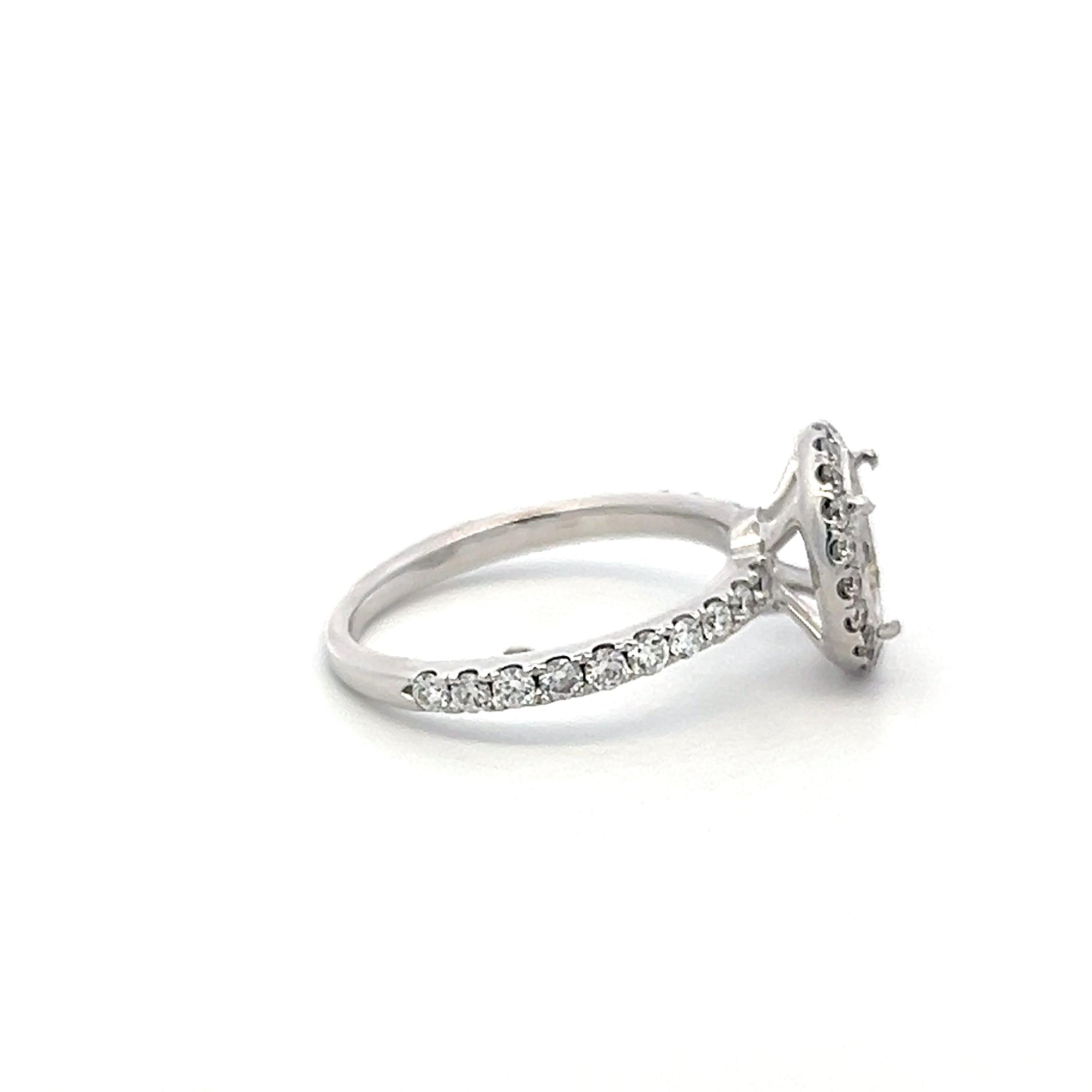 14K White Gold Semi Mount Ring with 0.4ct Round Diamonds Fits 7.5 MM 1.71ct+