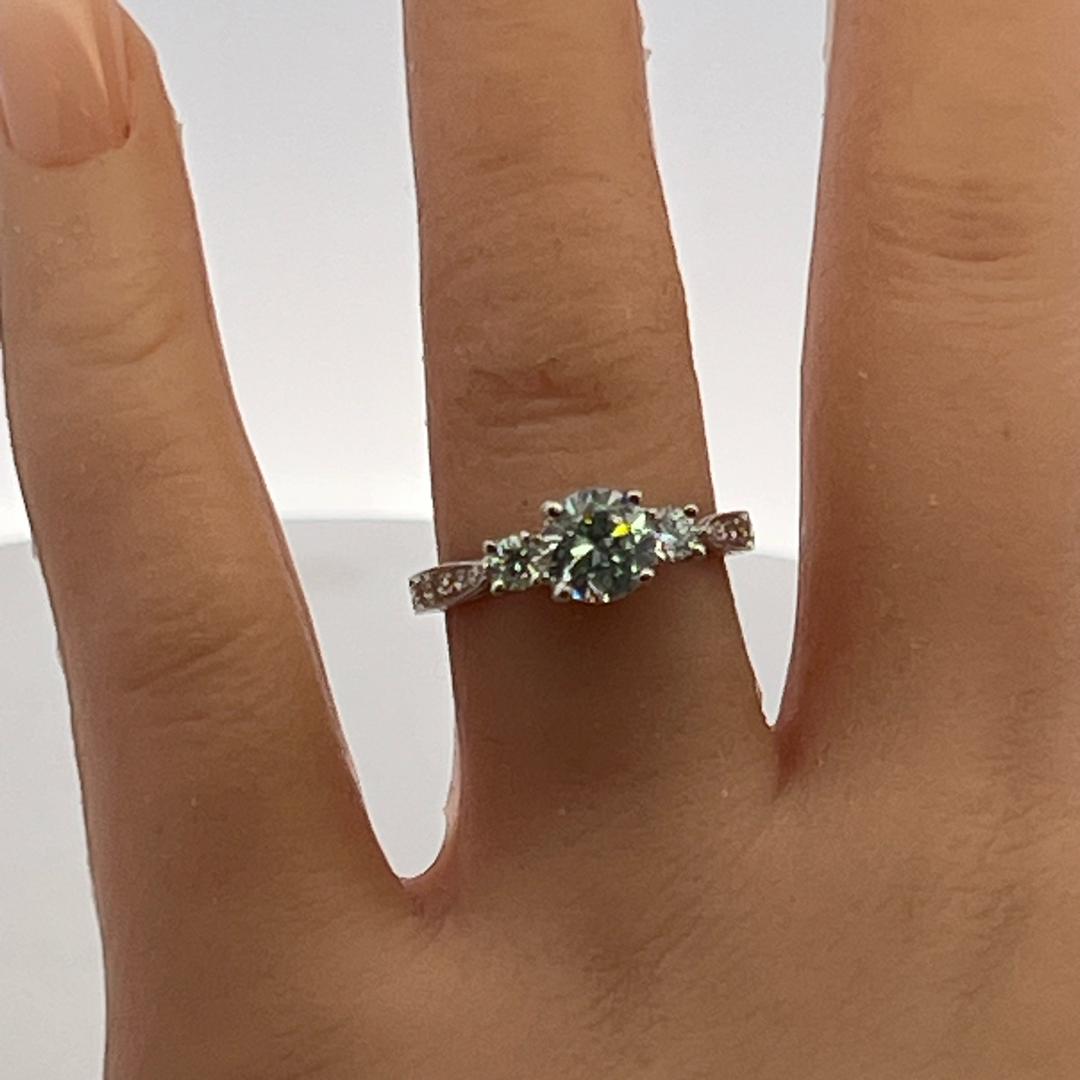 14K White Gold Engagement Ring with 1ct Lab-Grown and 0.55ct Natural Diamonds