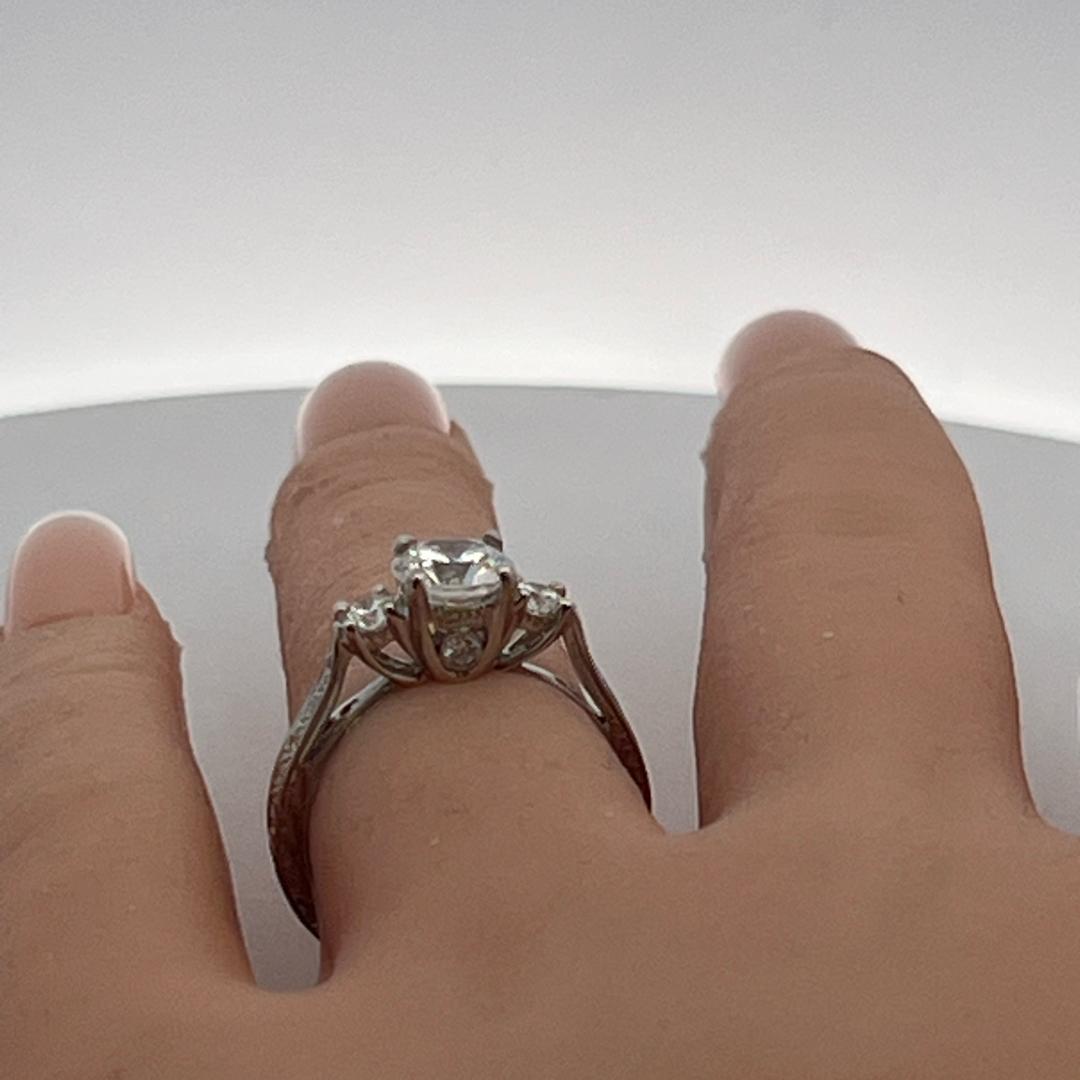 14K White Gold Engagement Ring with 1ct Lab-Grown and 0.55ct Natural Diamonds