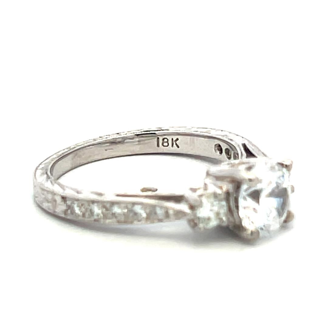 14K White Gold Engagement Ring with 1ct Lab-Grown and 0.55ct Natural Diamonds