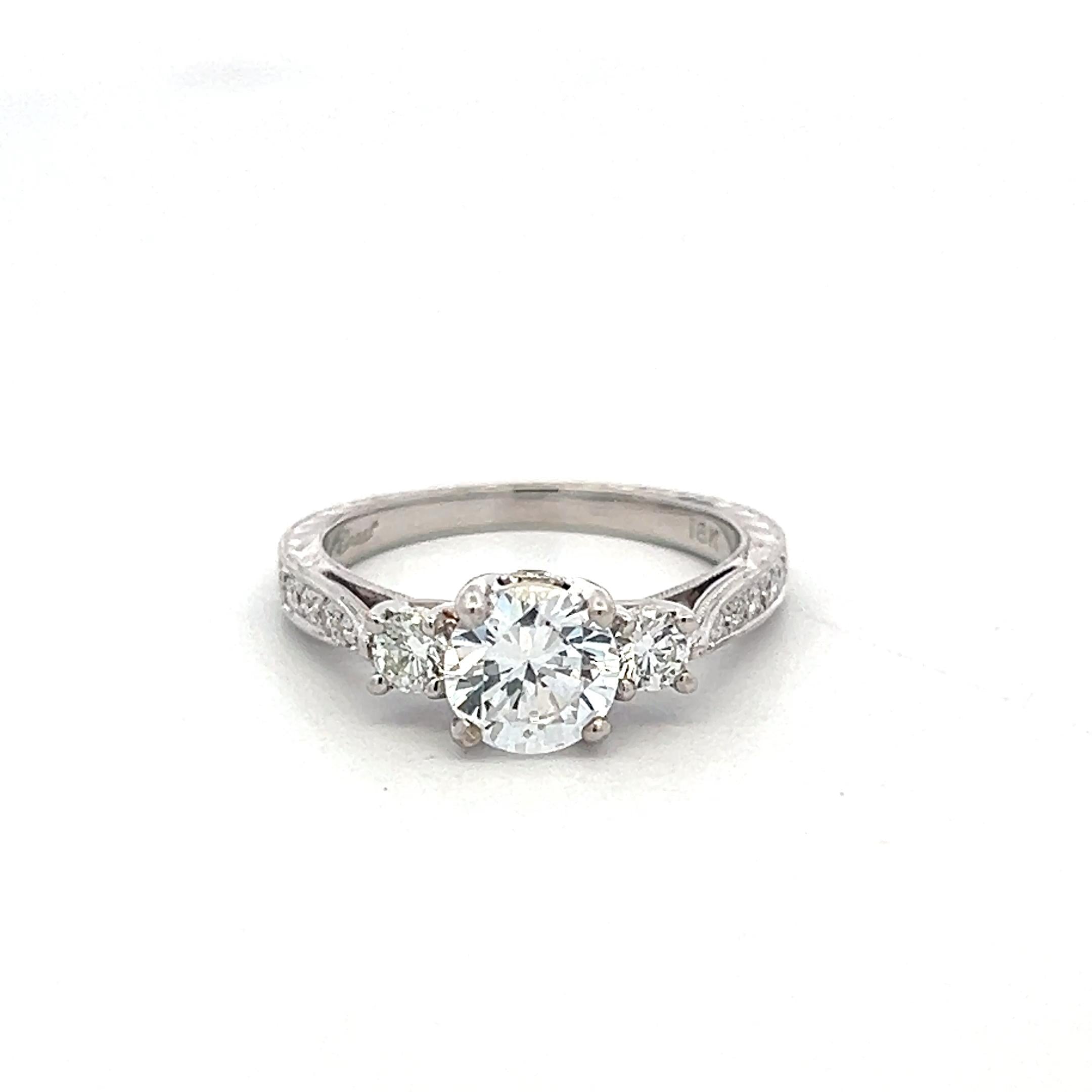 14K White Gold Engagement Ring with 1ct Lab-Grown and 0.55ct Natural Diamonds