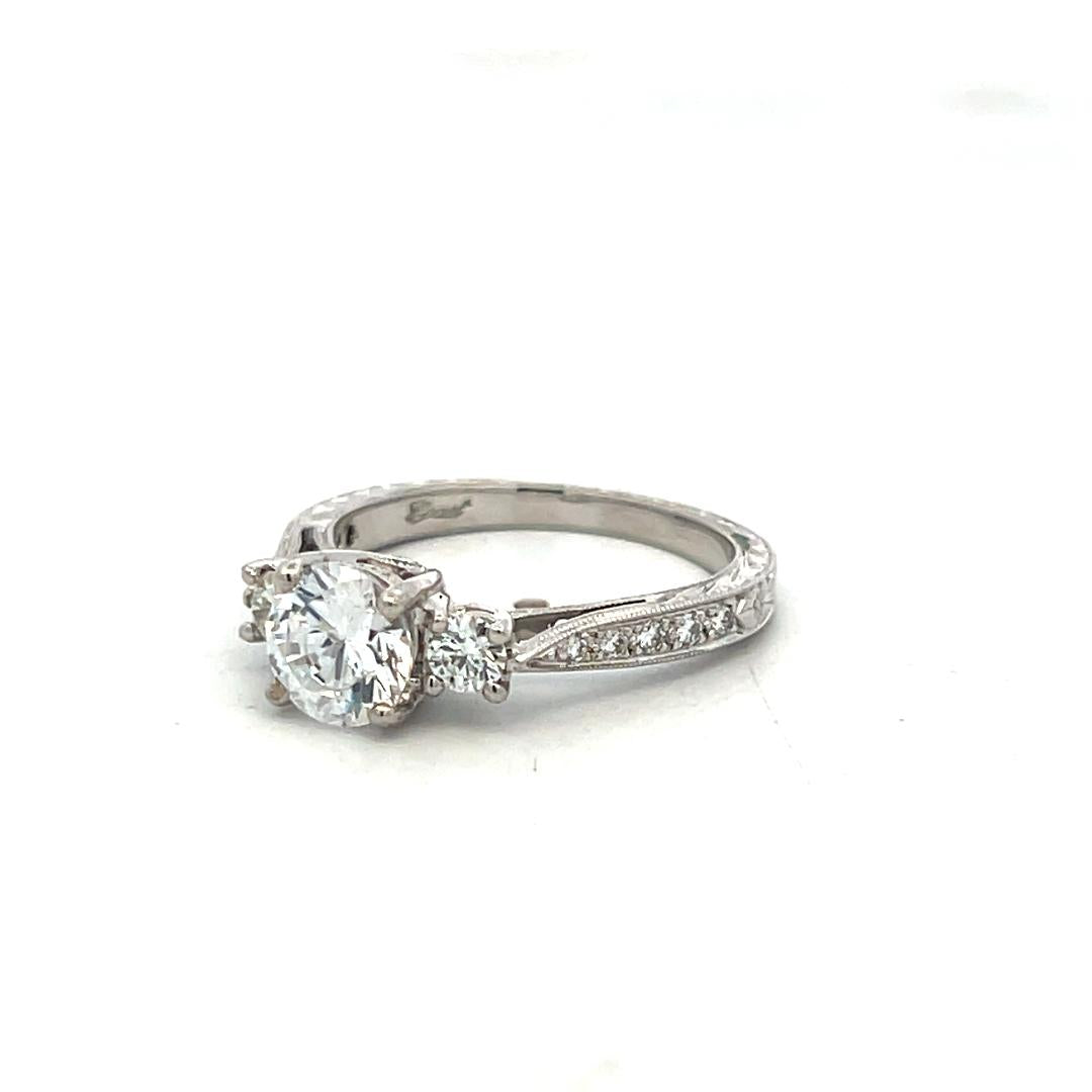 14K White Gold Engagement Ring with 1ct Lab-Grown and 0.55ct Natural Diamonds