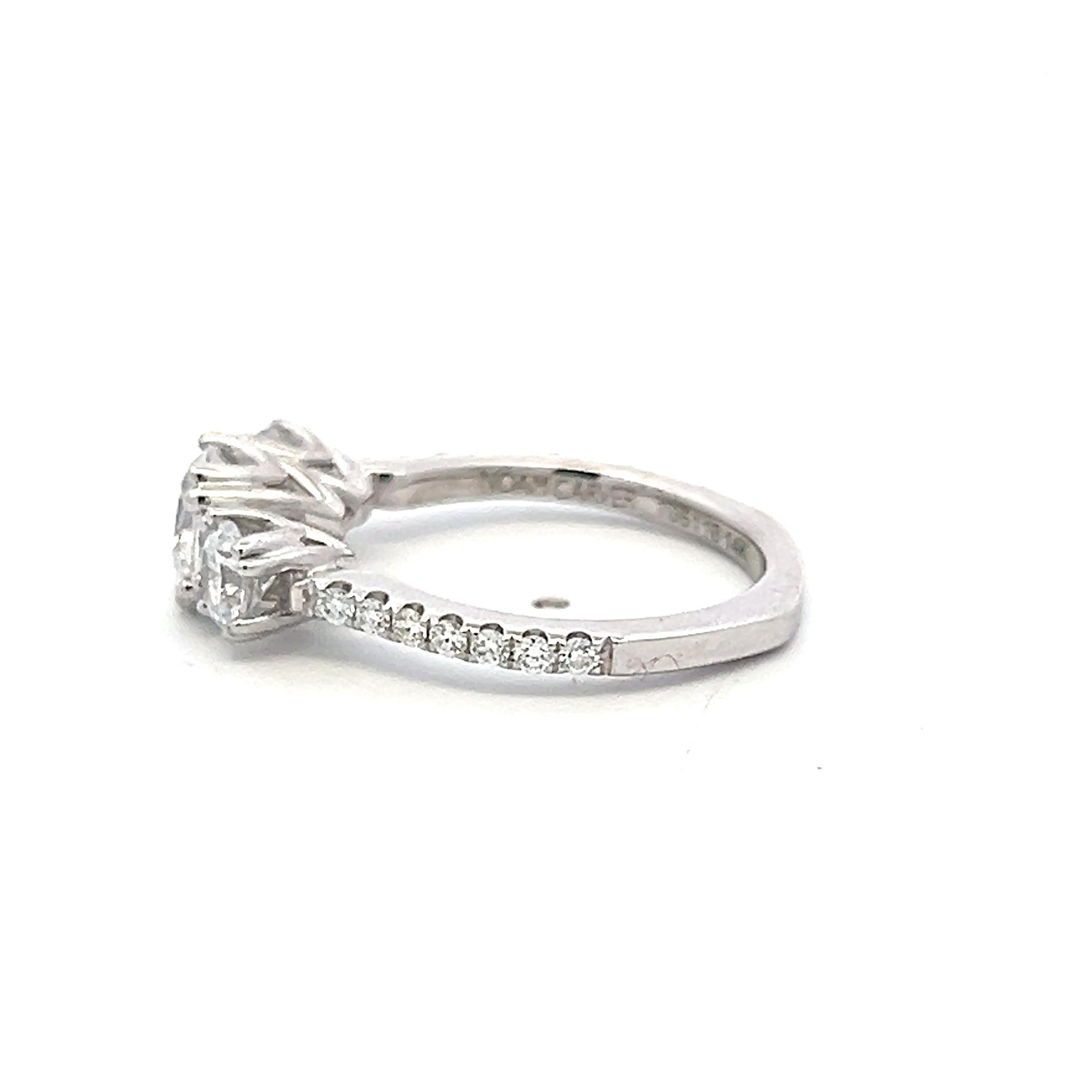 14K WG Engagement Ring with 0.14ct Round G VS Diamonds & 1.35ct Cubic Zirconia
