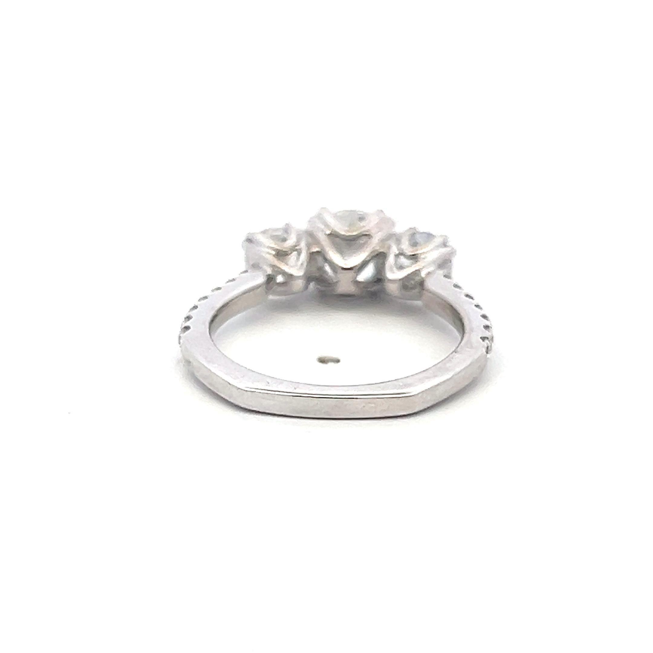 14K WG Engagement Ring with 0.14ct Round G VS Diamonds & 1.35ct Cubic Zirconia