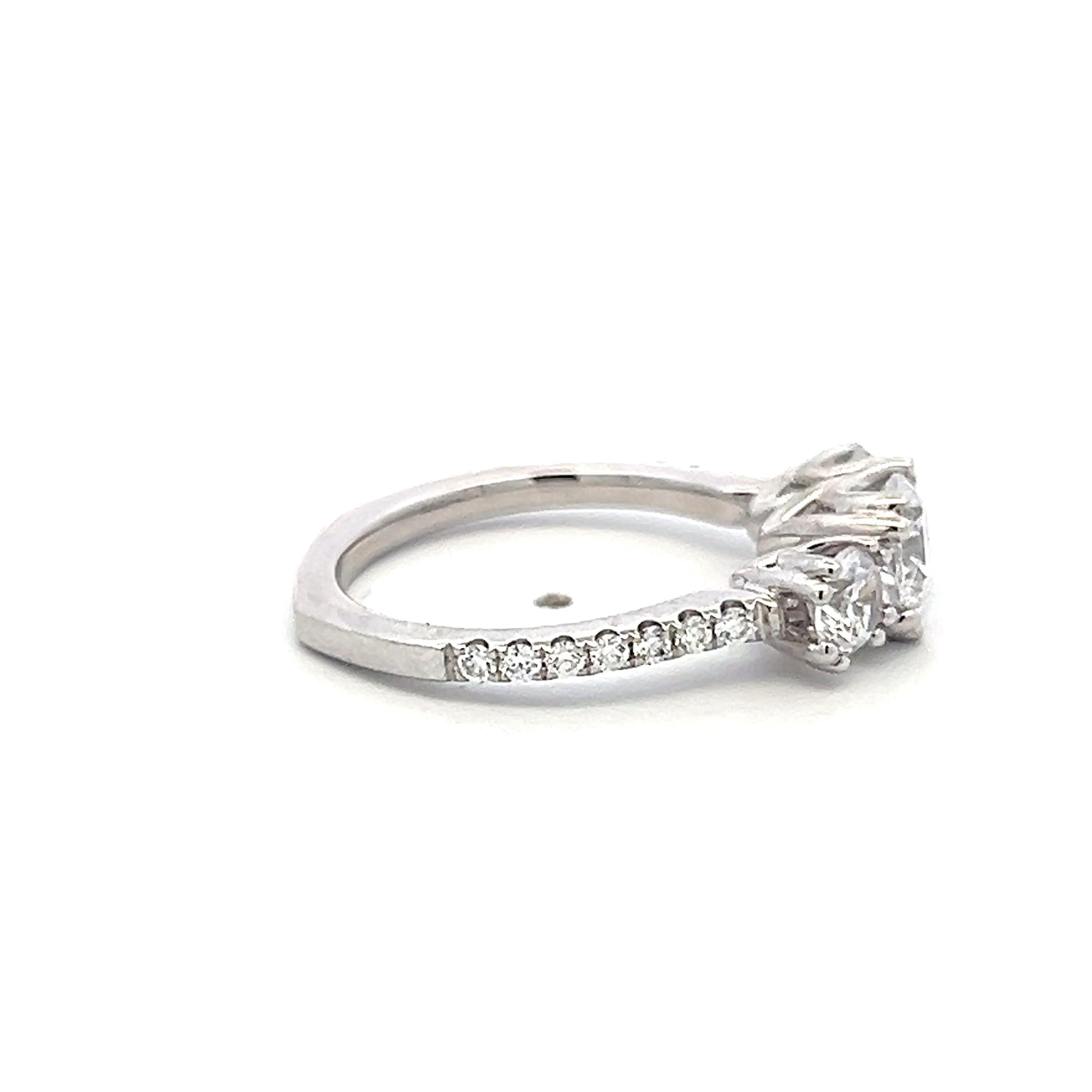 14K WG Engagement Ring with 0.14ct Round G VS Diamonds & 1.35ct Cubic Zirconia