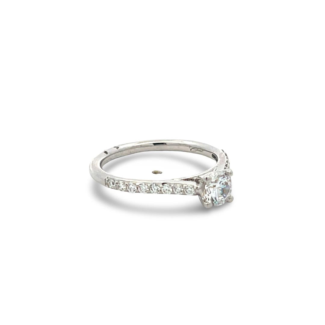14K WG Engagement Ring 0.5ct Lab-Grown and 0.24ct Natural Diamonds Size 6.5