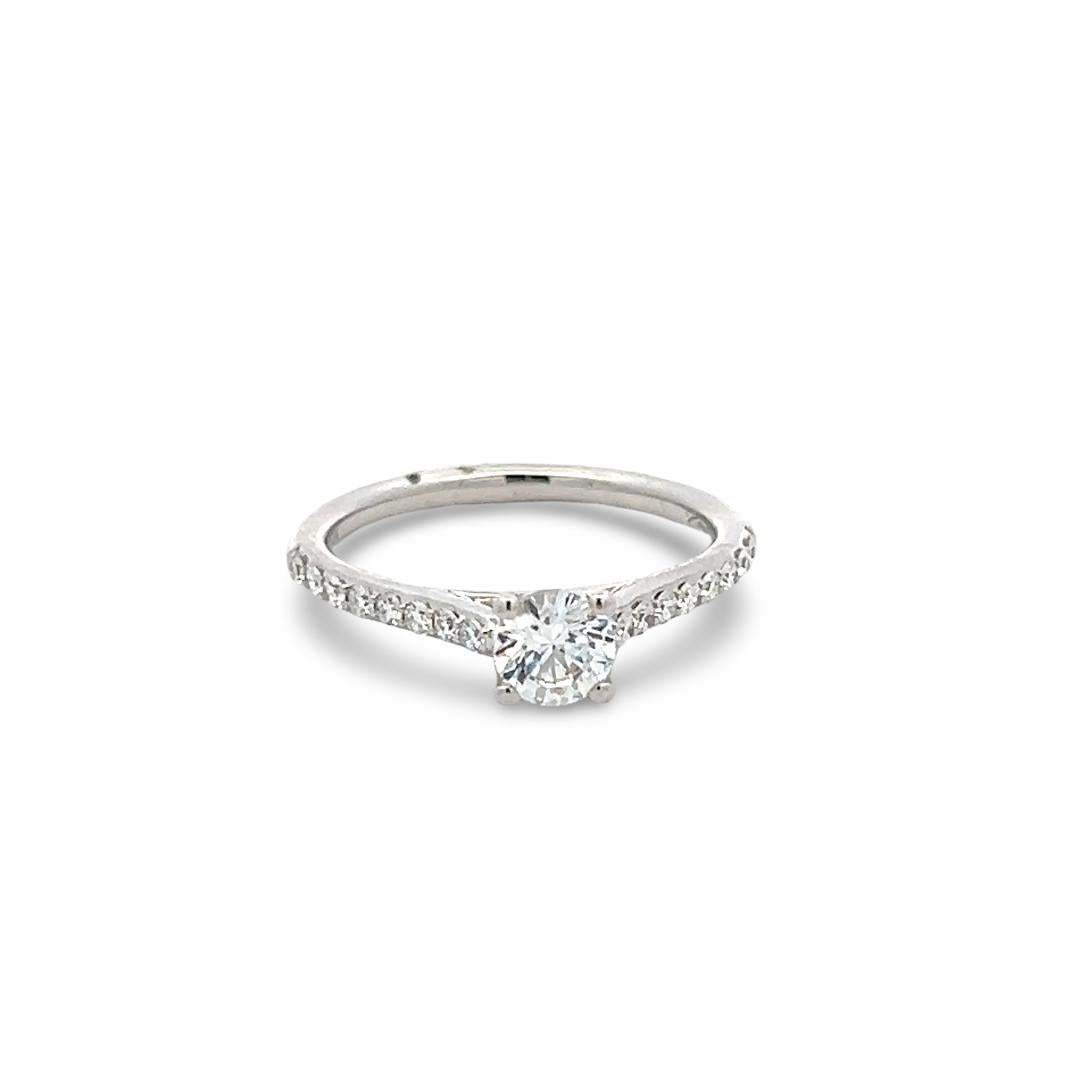 14K WG Engagement Ring 0.5ct Lab-Grown and 0.24ct Natural Diamonds Size 6.5