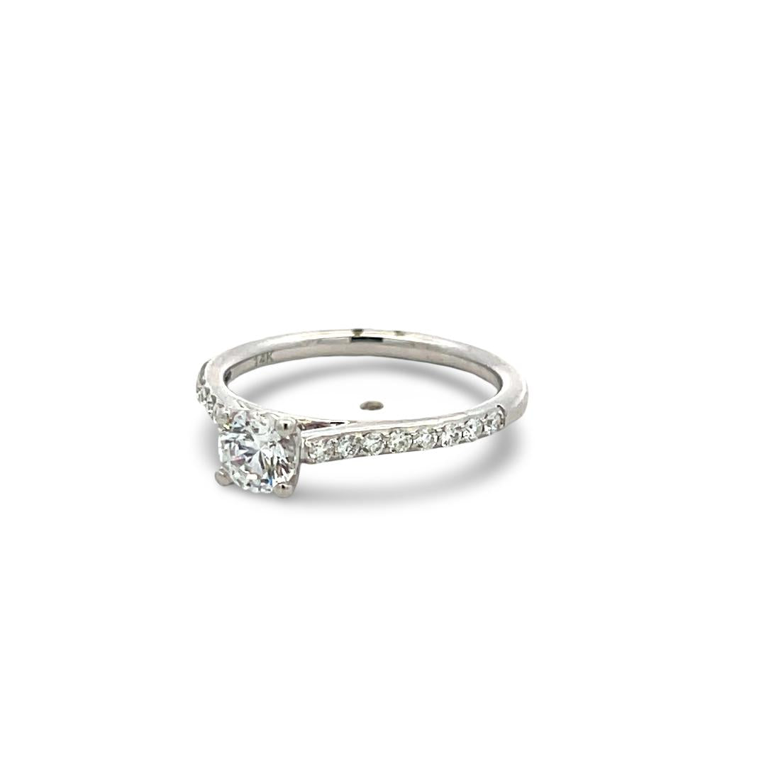 14K WG Engagement Ring 0.5ct Lab-Grown and 0.24ct Natural Diamonds Size 6.5