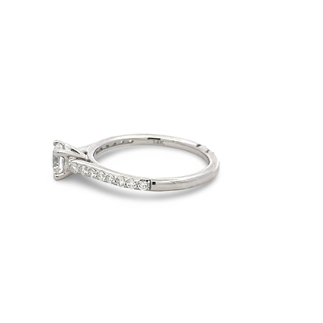 14K WG Engagement Ring 0.5ct Lab-Grown and 0.24ct Natural Diamonds Size 6.5