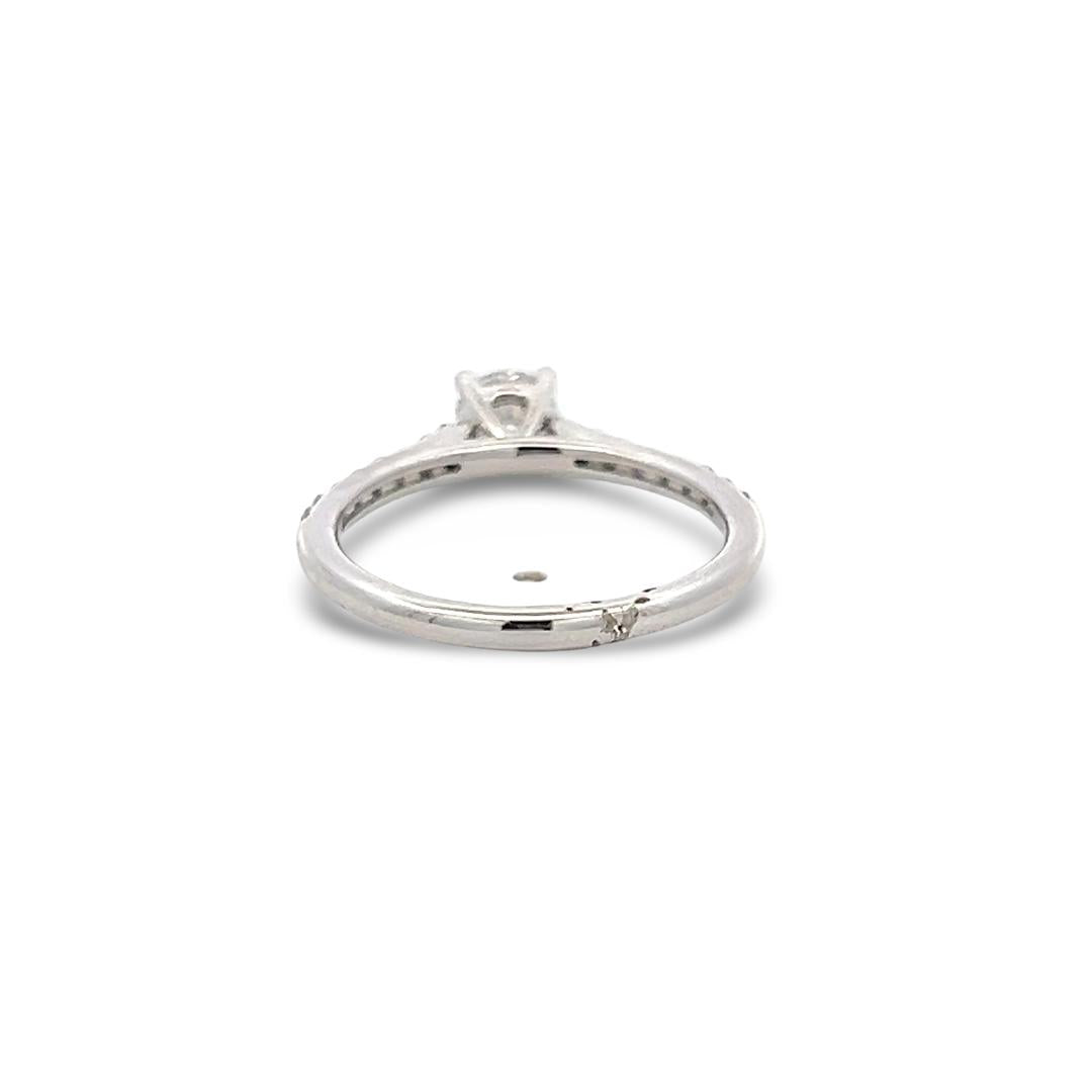 14K WG Engagement Ring 0.5ct Lab-Grown and 0.24ct Natural Diamonds Size 6.5