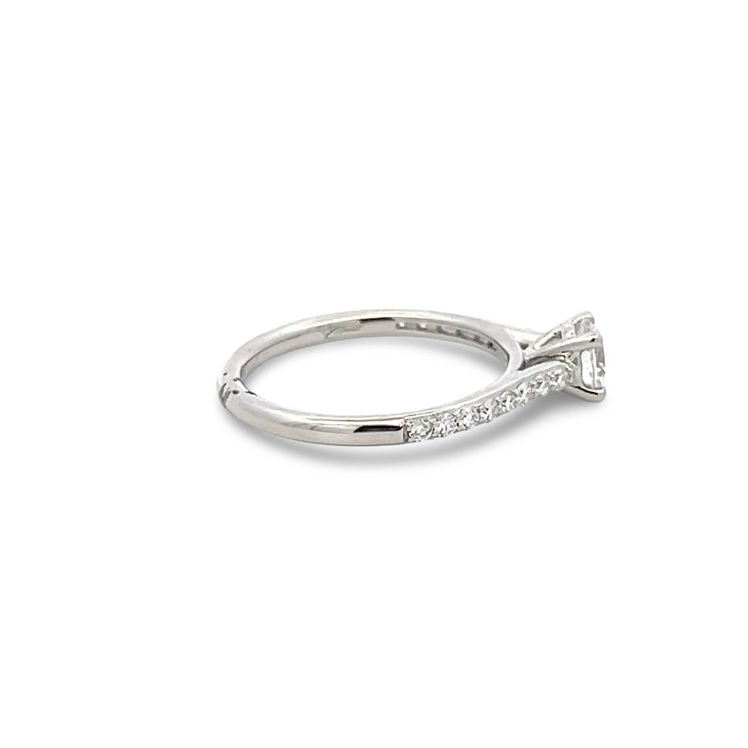 14K WG Engagement Ring 0.5ct Lab-Grown and 0.24ct Natural Diamonds Size 6.5