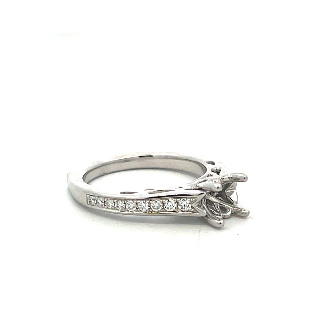 14K White Gold Semi Mount Ring with 0.24ct Round Diamonds Fits 6.1 MM 0.80ct+