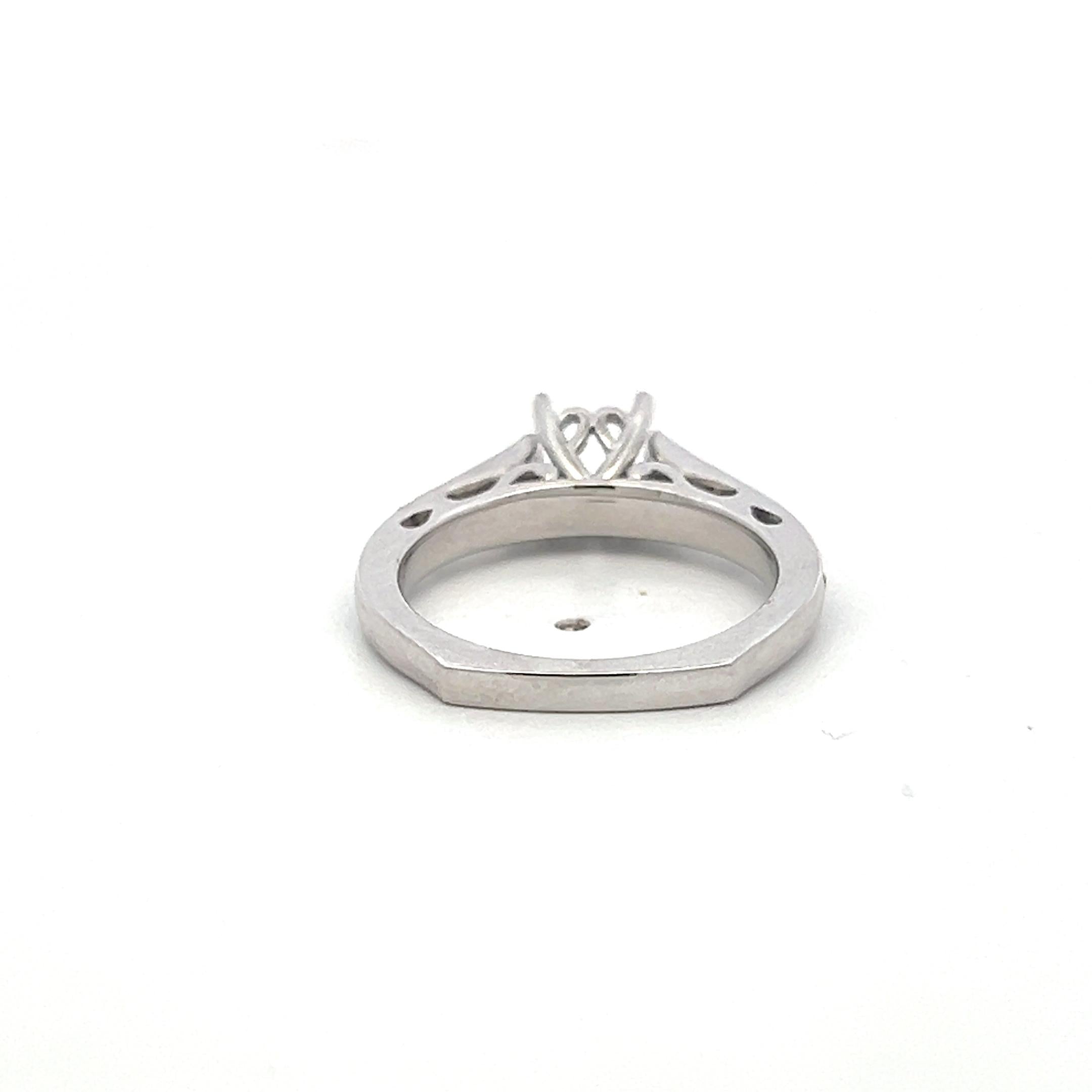 14K White Gold Semi Mount Ring with 0.24ct Round Diamonds Fits 6.1 MM 0.80ct+