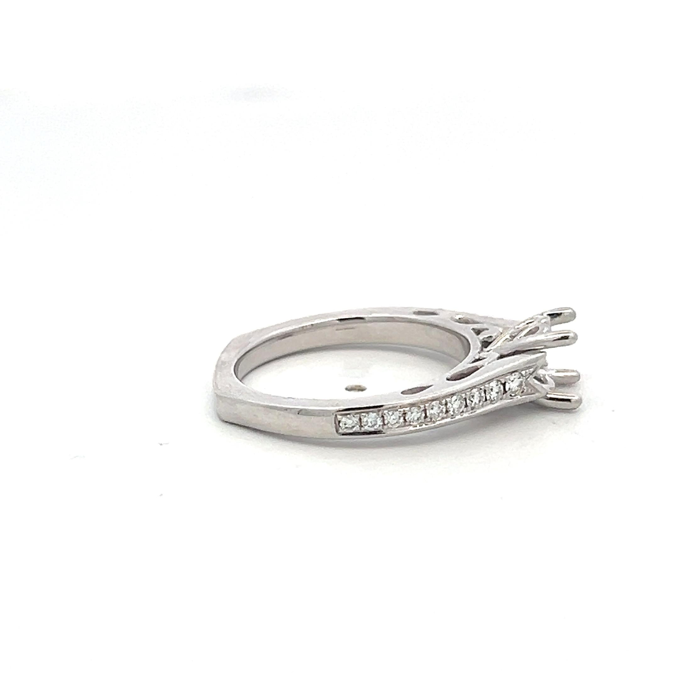 14K White Gold Semi Mount Ring with 0.24ct Round Diamonds Fits 6.1 MM 0.80ct+
