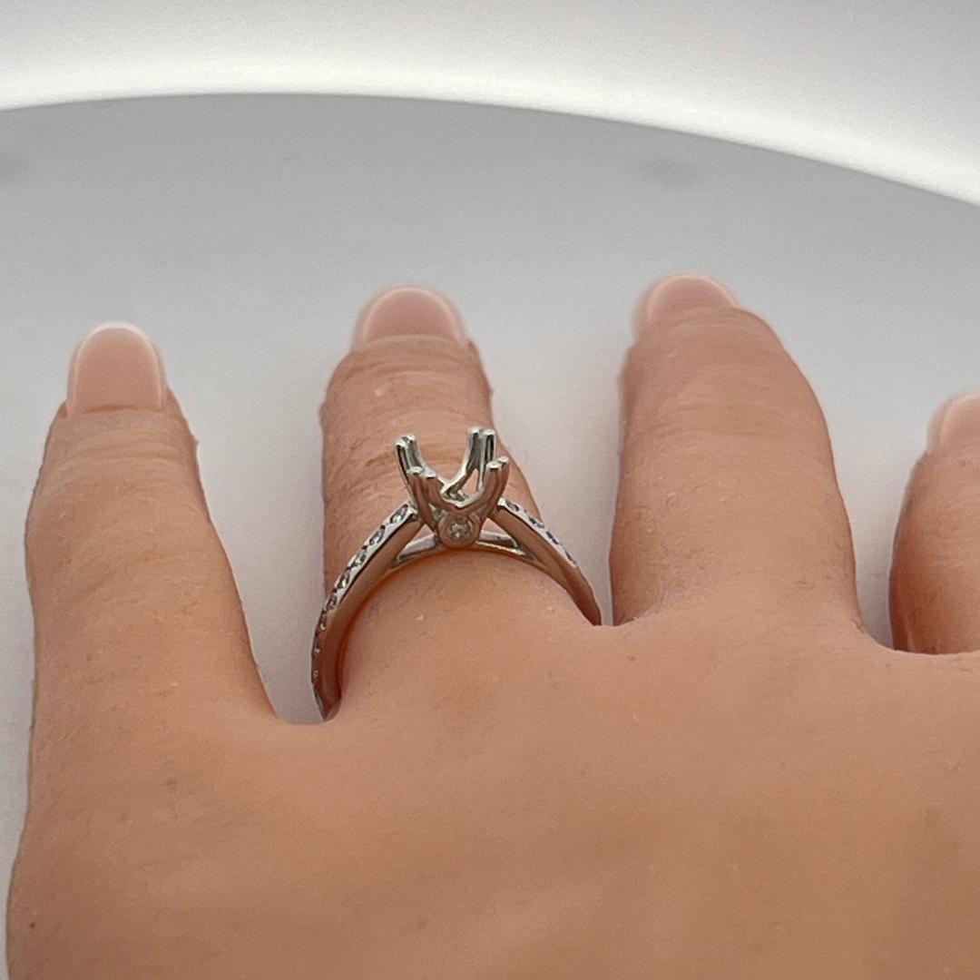 Platinum Semi Mount Ring with 0.5ct Round Diamonds Fits 6.6mm 1.00ct+
