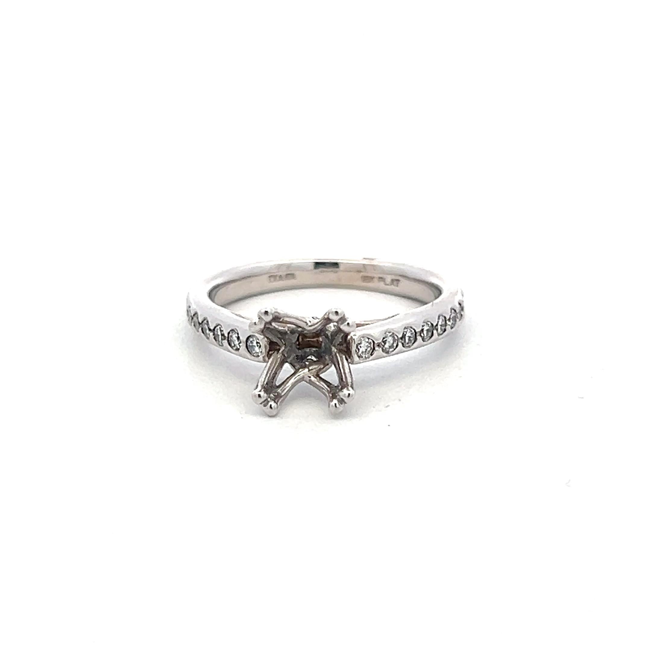 Platinum Semi Mount Ring with 0.5ct Round Diamonds Fits 6.6mm 1.00ct+