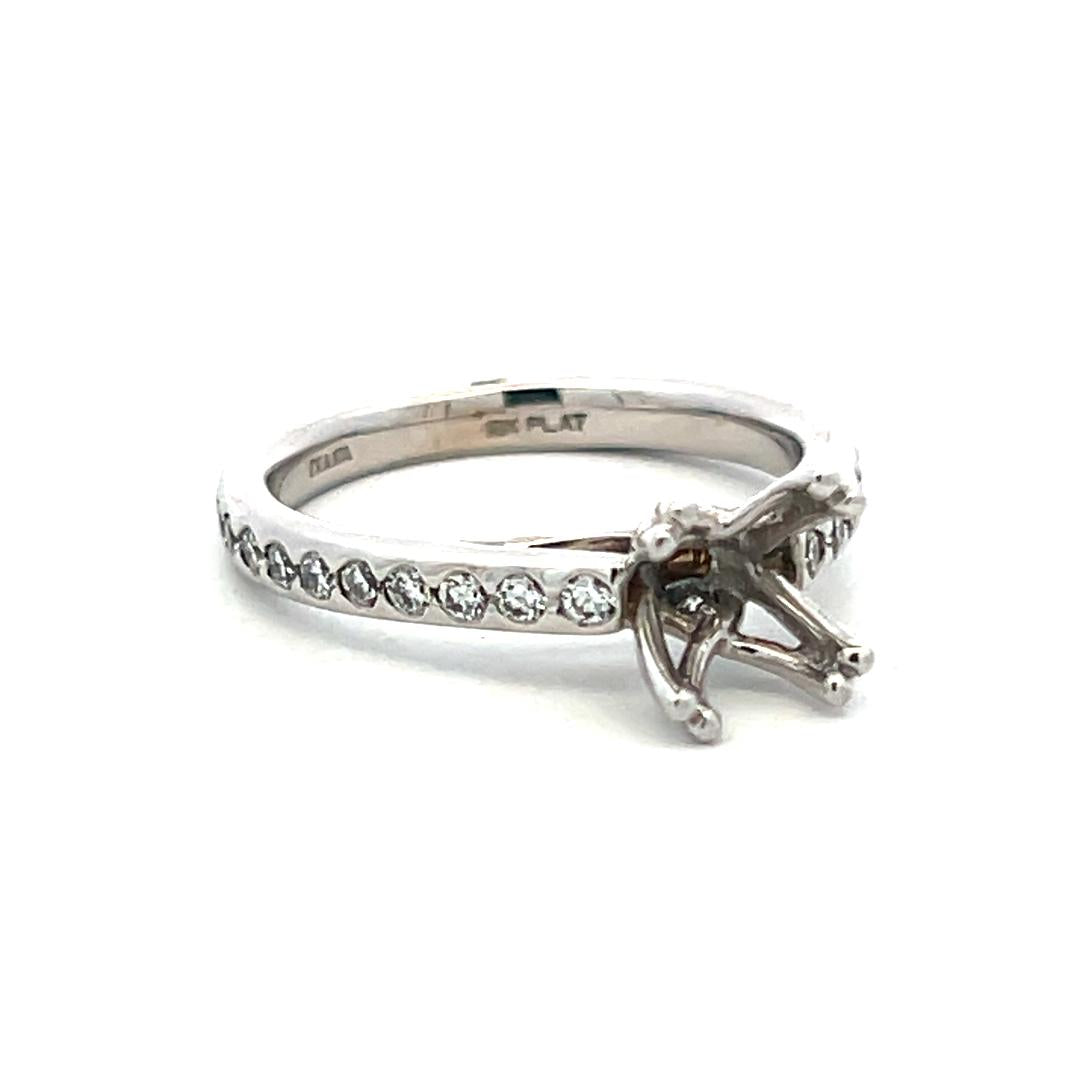 Platinum Semi Mount Ring with 0.5ct Round Diamonds Fits 6.6mm 1.00ct+
