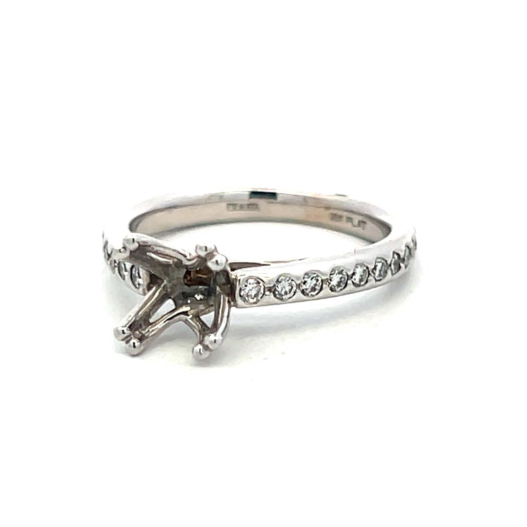 Platinum Semi Mount Ring with 0.5ct Round Diamonds Fits 6.6mm 1.00ct+