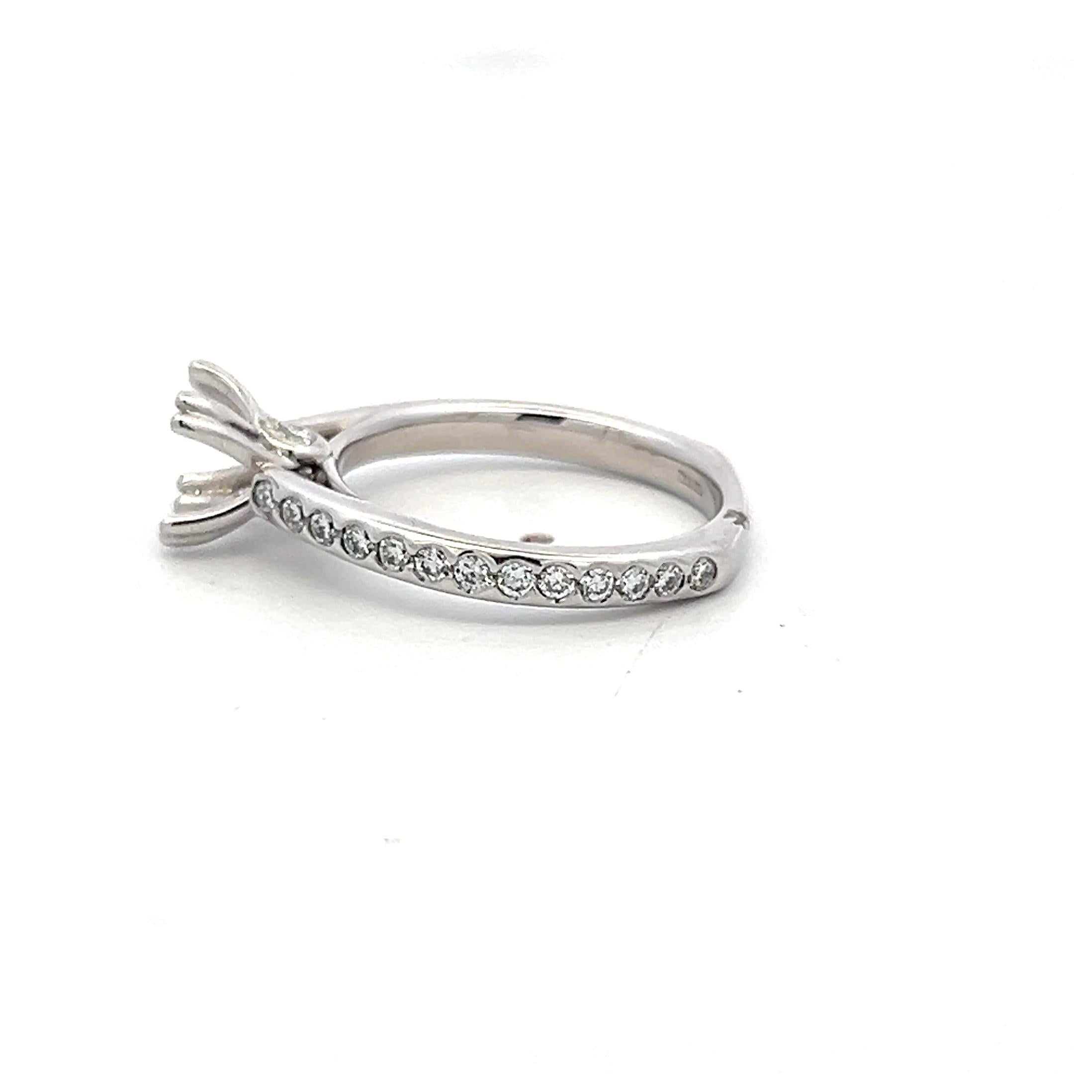 Platinum Semi Mount Ring with 0.5ct Round Diamonds Fits 6.6mm 1.00ct+