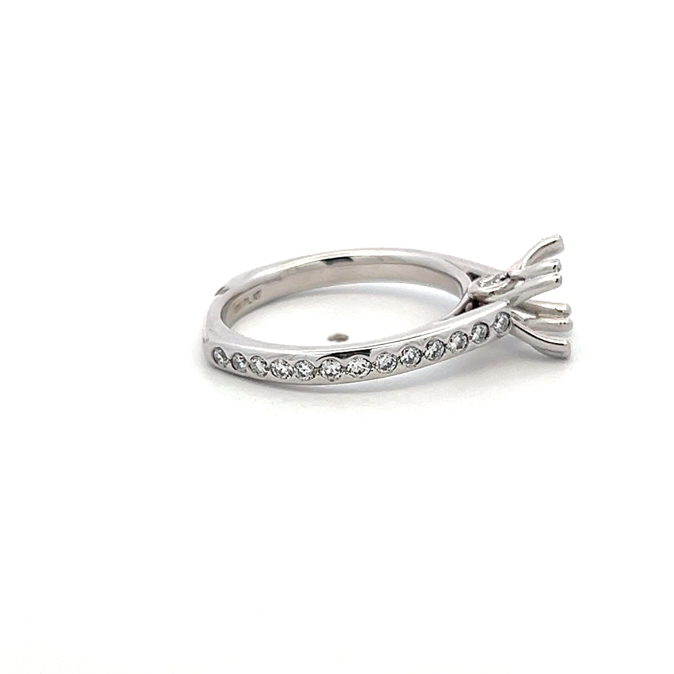 Platinum Semi Mount Ring with 0.5ct Round Diamonds Fits 6.6mm 1.00ct+