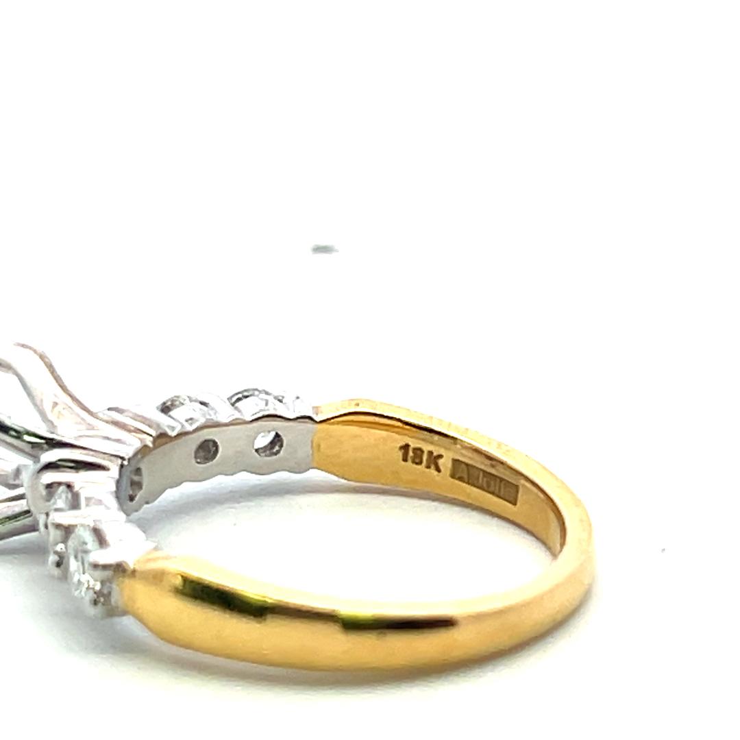 18K Two Tone Gold Semi Mount Ring with 0.4ct Round G VS Diamonds Fits 6.6mm 1ct