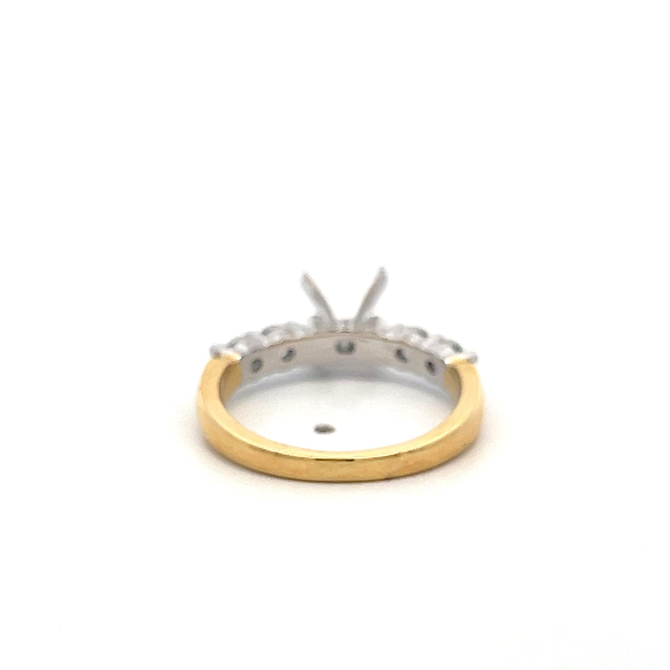 18K Two Tone Gold Semi Mount Ring with 0.4ct Round G VS Diamonds Fits 6.6mm 1ct