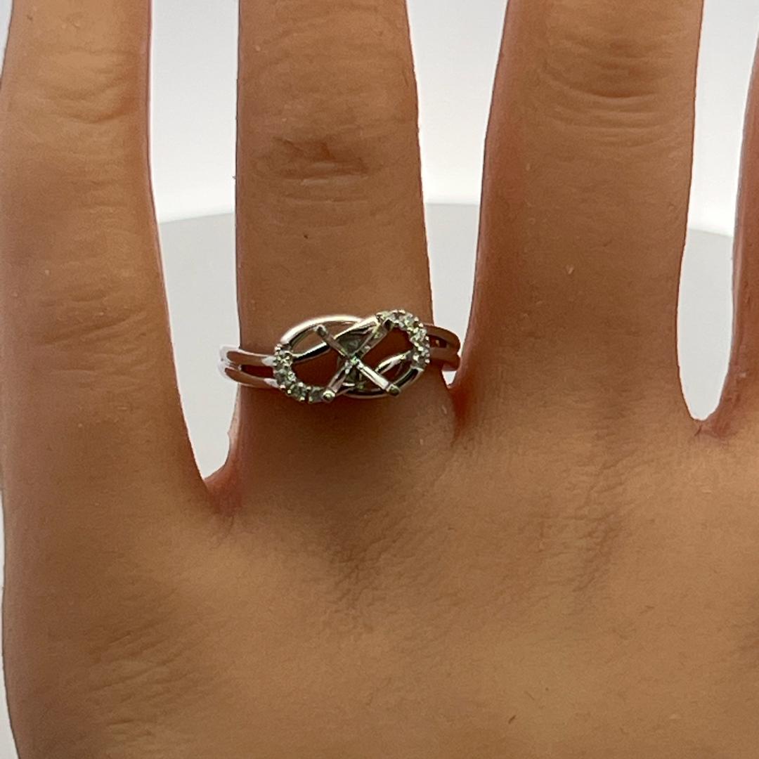 14K White Gold Semi Mount Ring with 0.08ct Round G VS Diamonds Fits 7.3mm