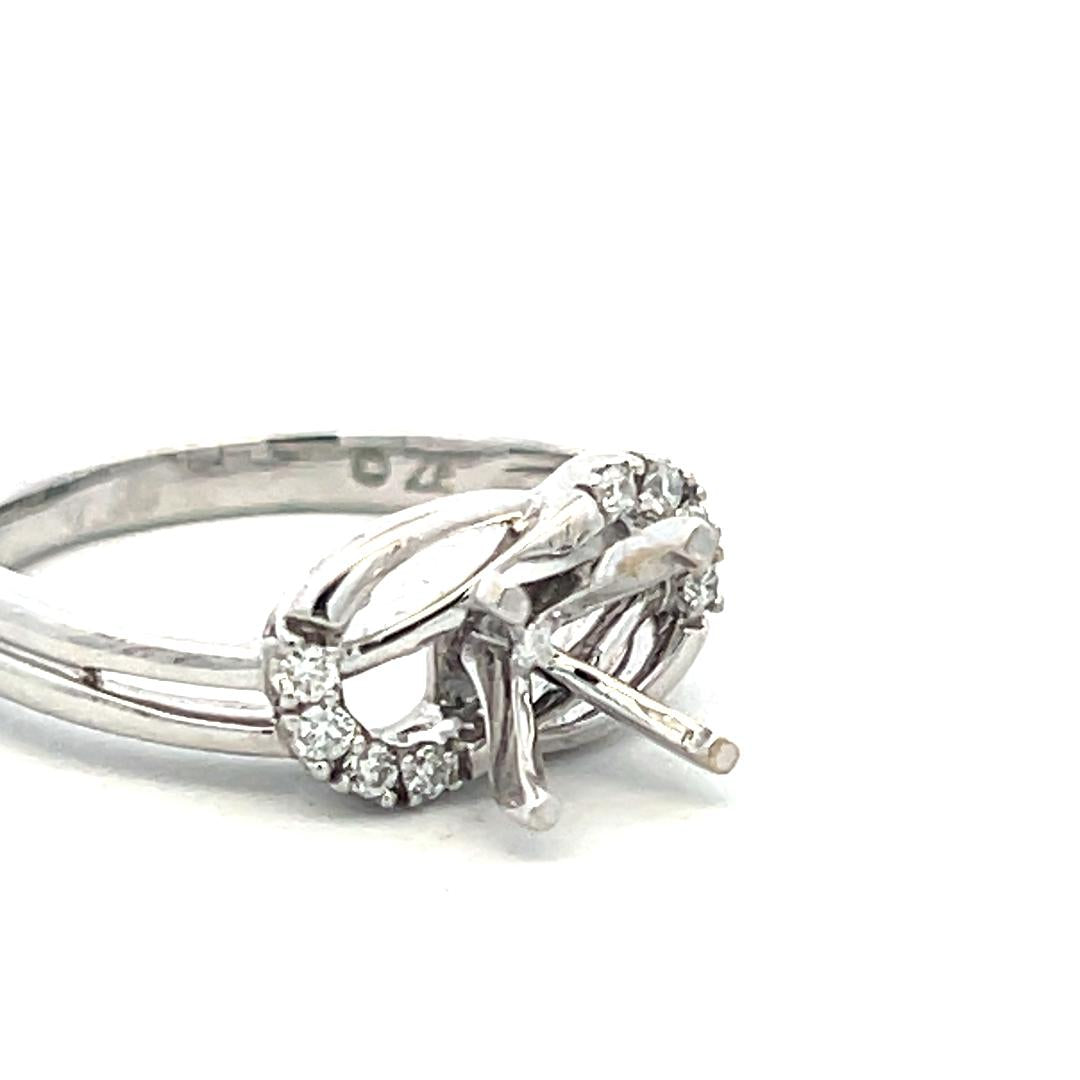 14K White Gold Semi Mount Ring with 0.08ct Round G VS Diamonds Fits 7.3mm
