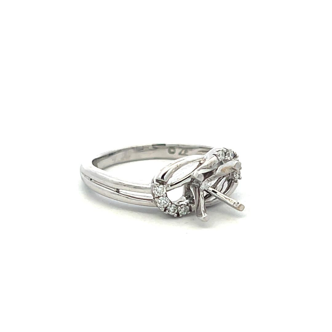 14K White Gold Semi Mount Ring with 0.08ct Round G VS Diamonds Fits 7.3mm