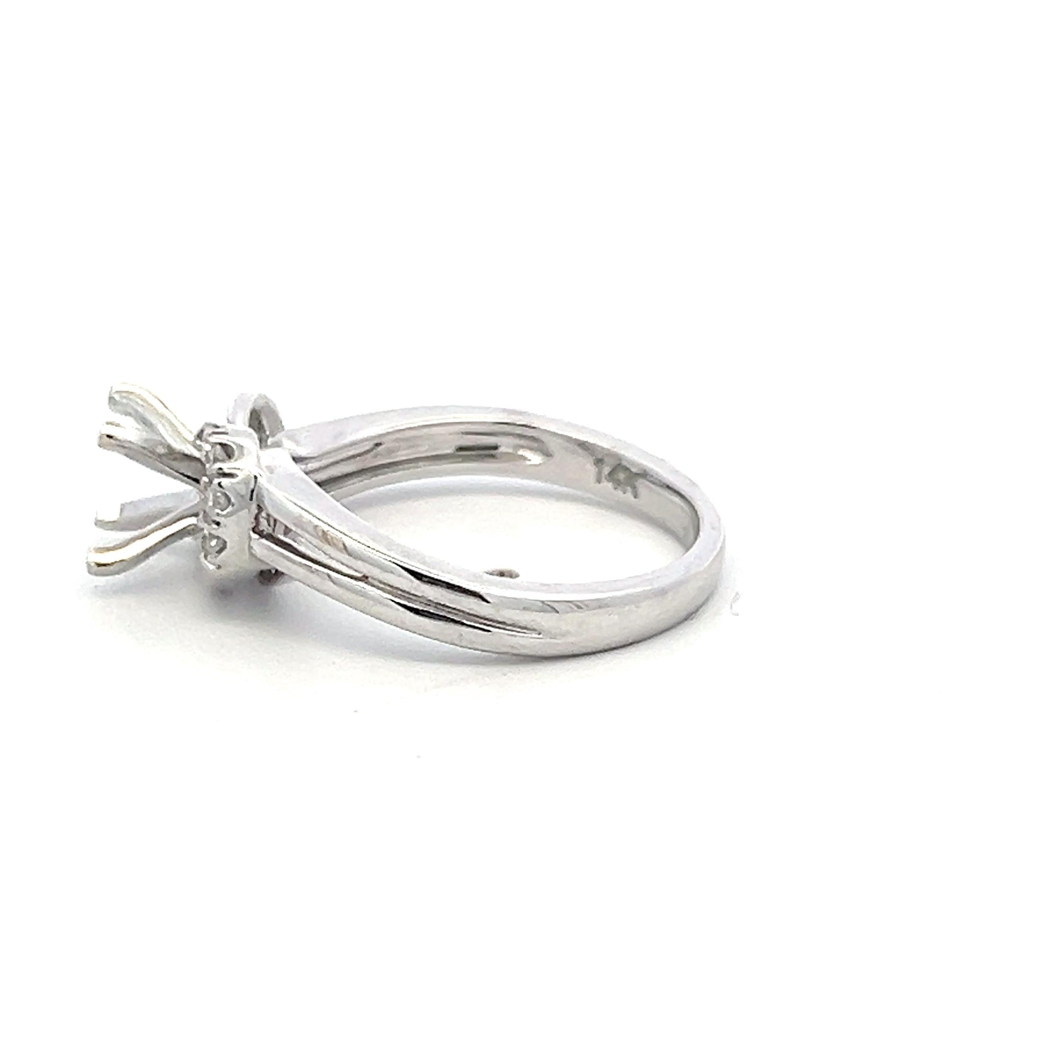 14K White Gold Semi Mount Ring with 0.08ct Round G VS Diamonds Fits 7.3mm