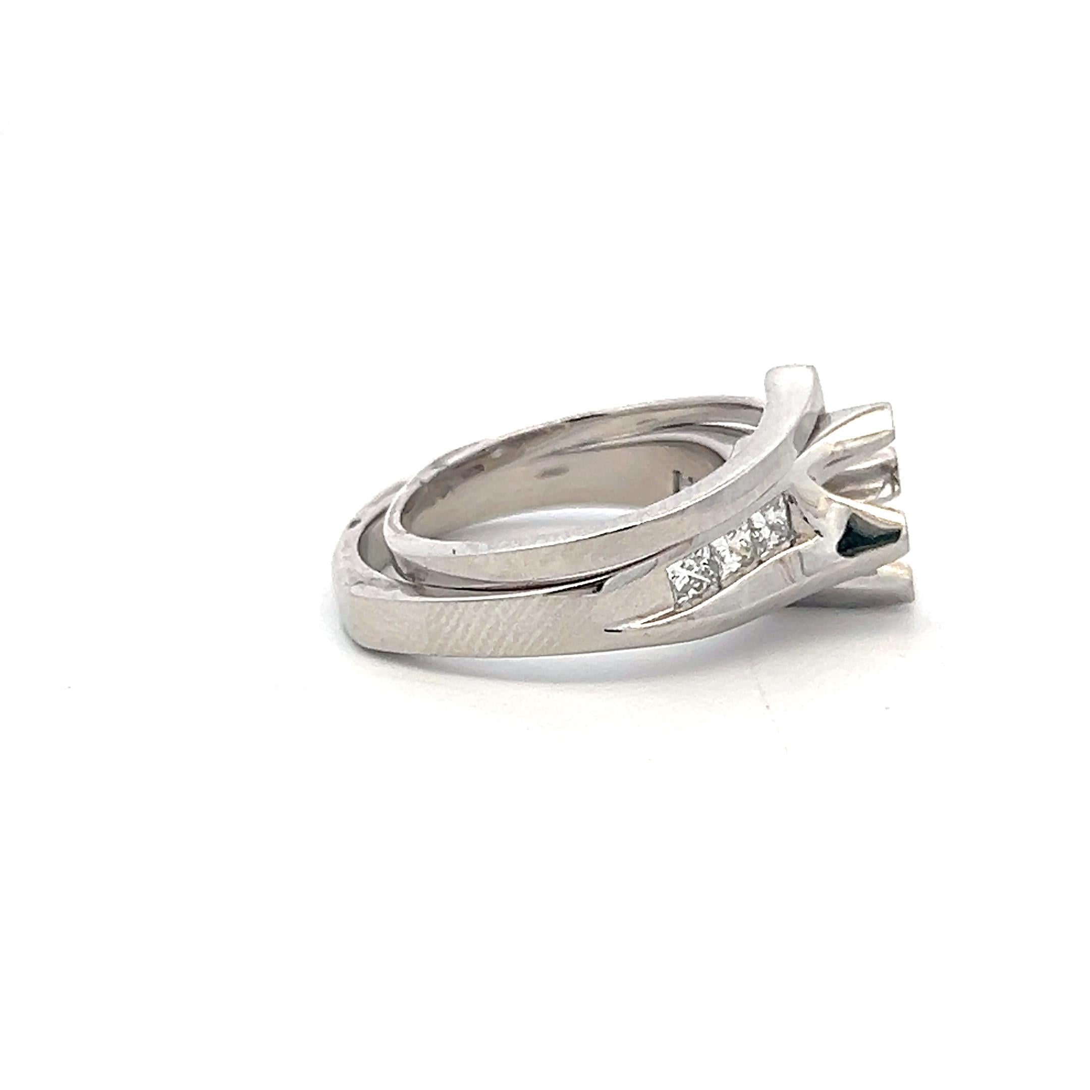 14K White Gold Semi Mount Ring with 0.42ct Round Diamonds Fits 6.5mm 1.00ct