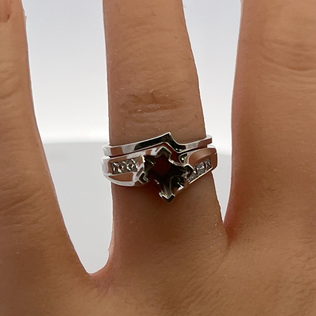 14K White Gold Semi Mount Ring with 0.42ct Round Diamonds Fits 6.5mm 1.00ct