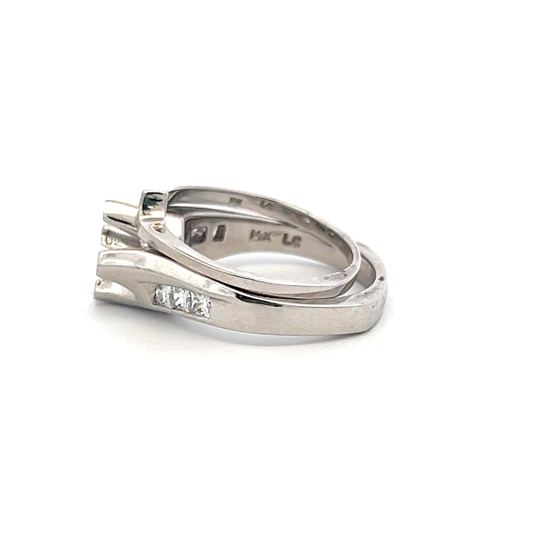 14K White Gold Semi Mount Ring with 0.42ct Round Diamonds Fits 6.5mm 1.00ct