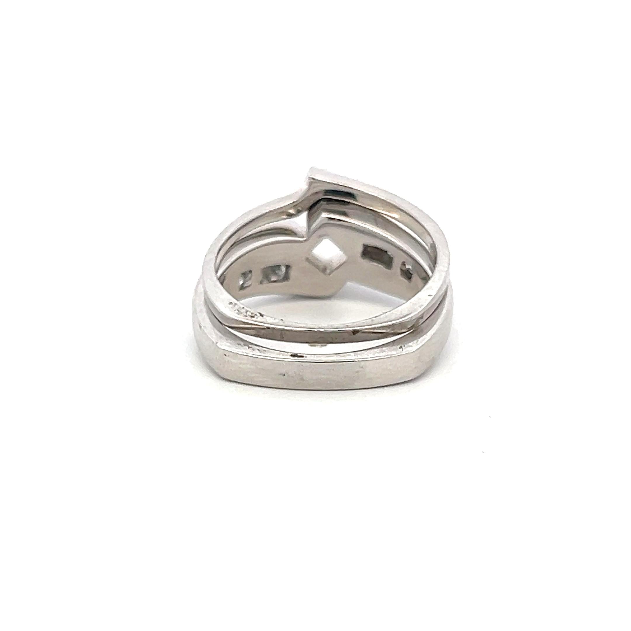 14K White Gold Semi Mount Ring with 0.42ct Round Diamonds Fits 6.5mm 1.00ct