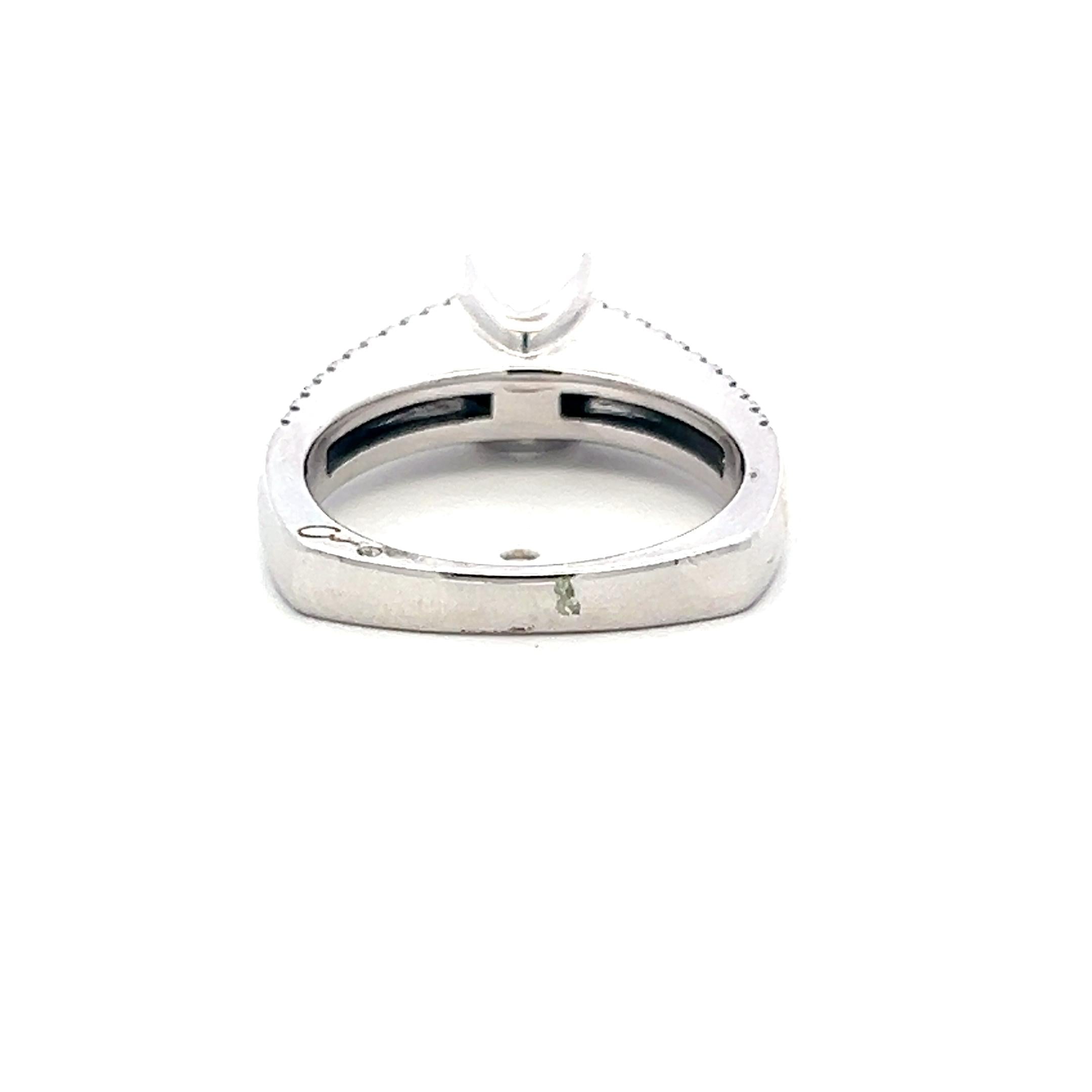14K White Gold Semi Mount Ring with 0.33ct Round Diamond Fits 5.6x4.2mm 0.75ct
