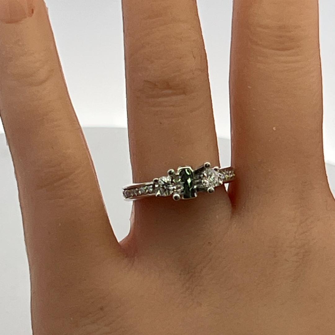14K White Gold Semi Mount Ring 0.77ct Round Diamonds Fits 6.3x4.8mm 0.75ct
