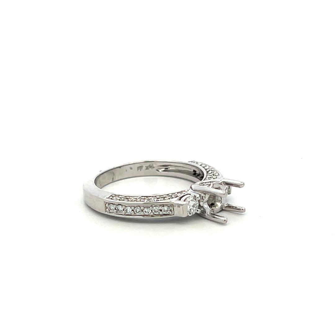 14K White Gold Semi Mount Ring with 0.54ct Round Diamonds Fits 5.5mm 0.75ct