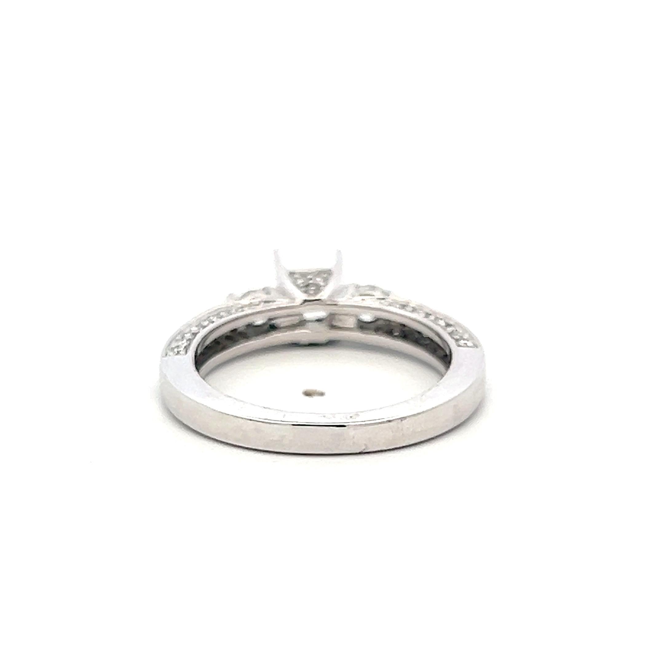 14K White Gold Semi Mount Ring with 0.54ct Round Diamonds Fits 5.5mm 0.75ct