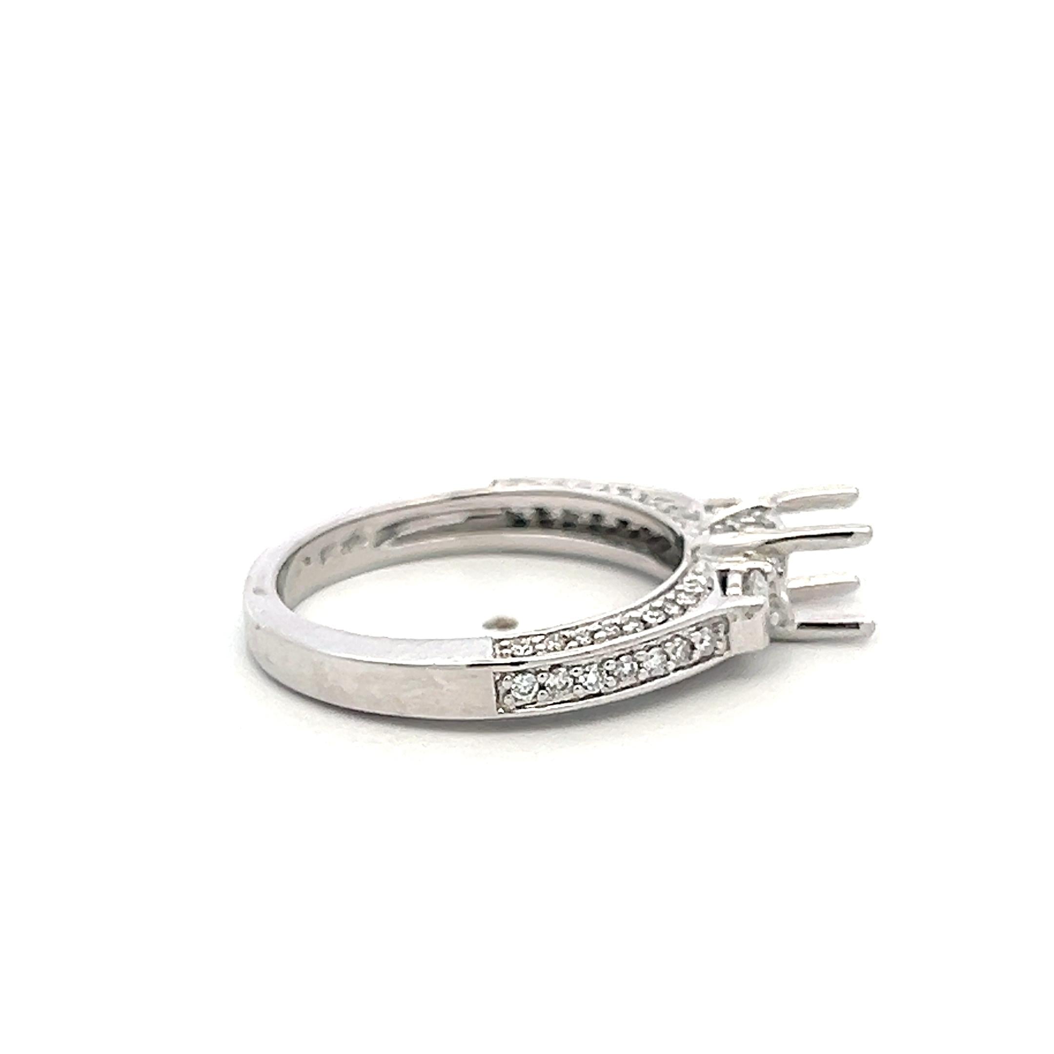 14K White Gold Semi Mount Ring with 0.54ct Round Diamonds Fits 5.5mm 0.75ct