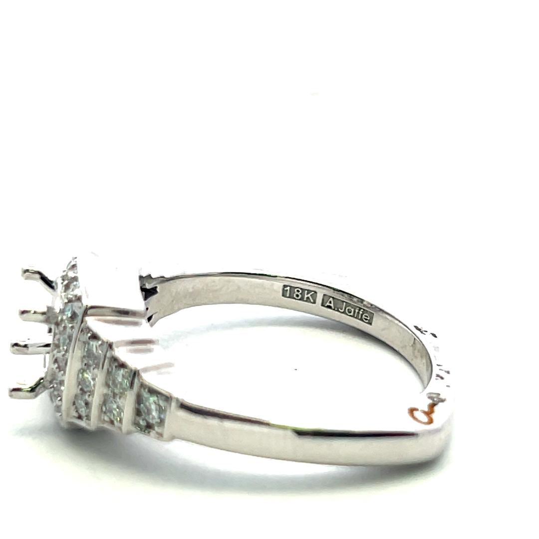 18K White Gold Semi Mount Ring with 0.38ct Round Diamonds Fits 6.1mm 0.80ct+