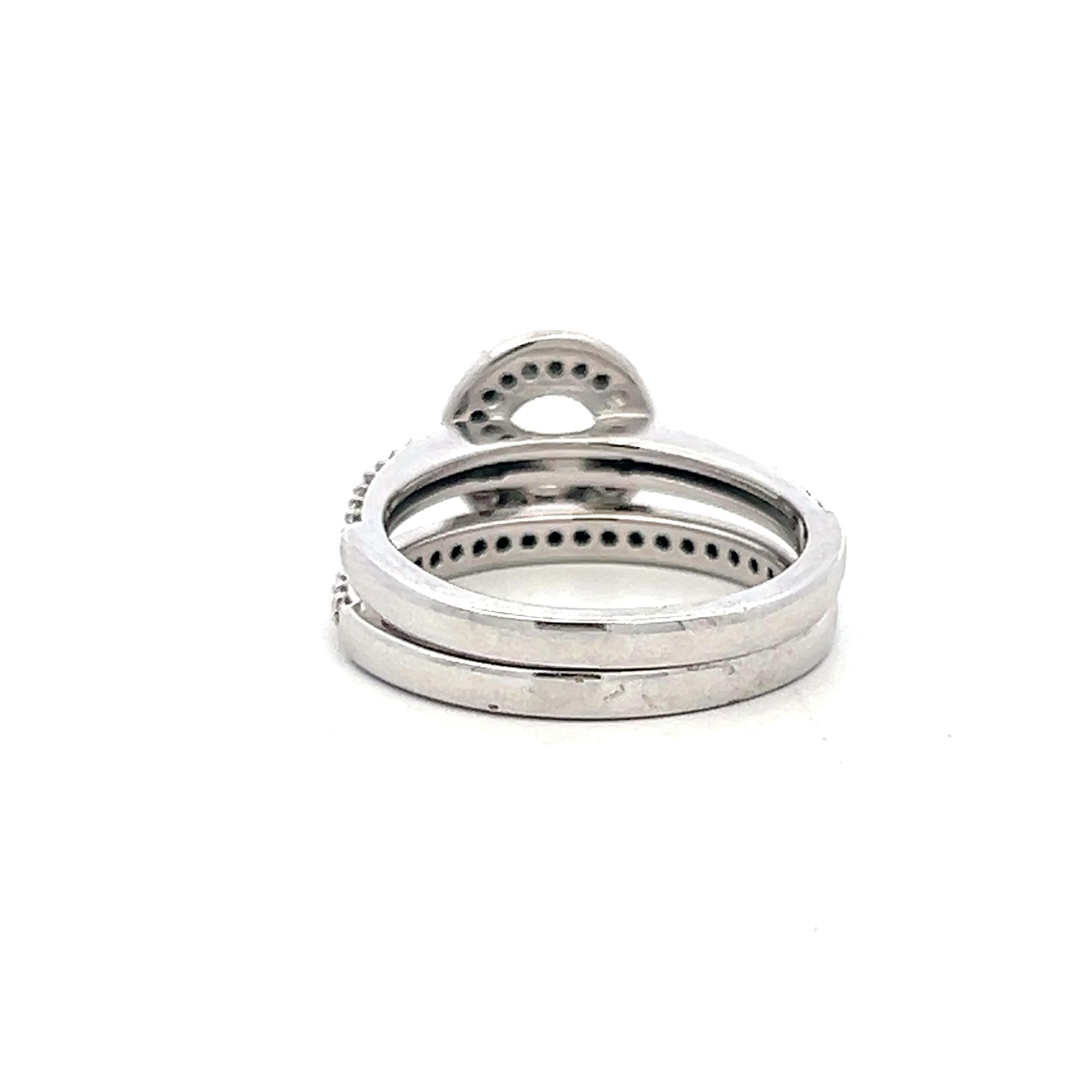 18K White Gold Semi Mount Ring with 0.47ct Round Diamonds Fits 6.9mm 1.25ct+