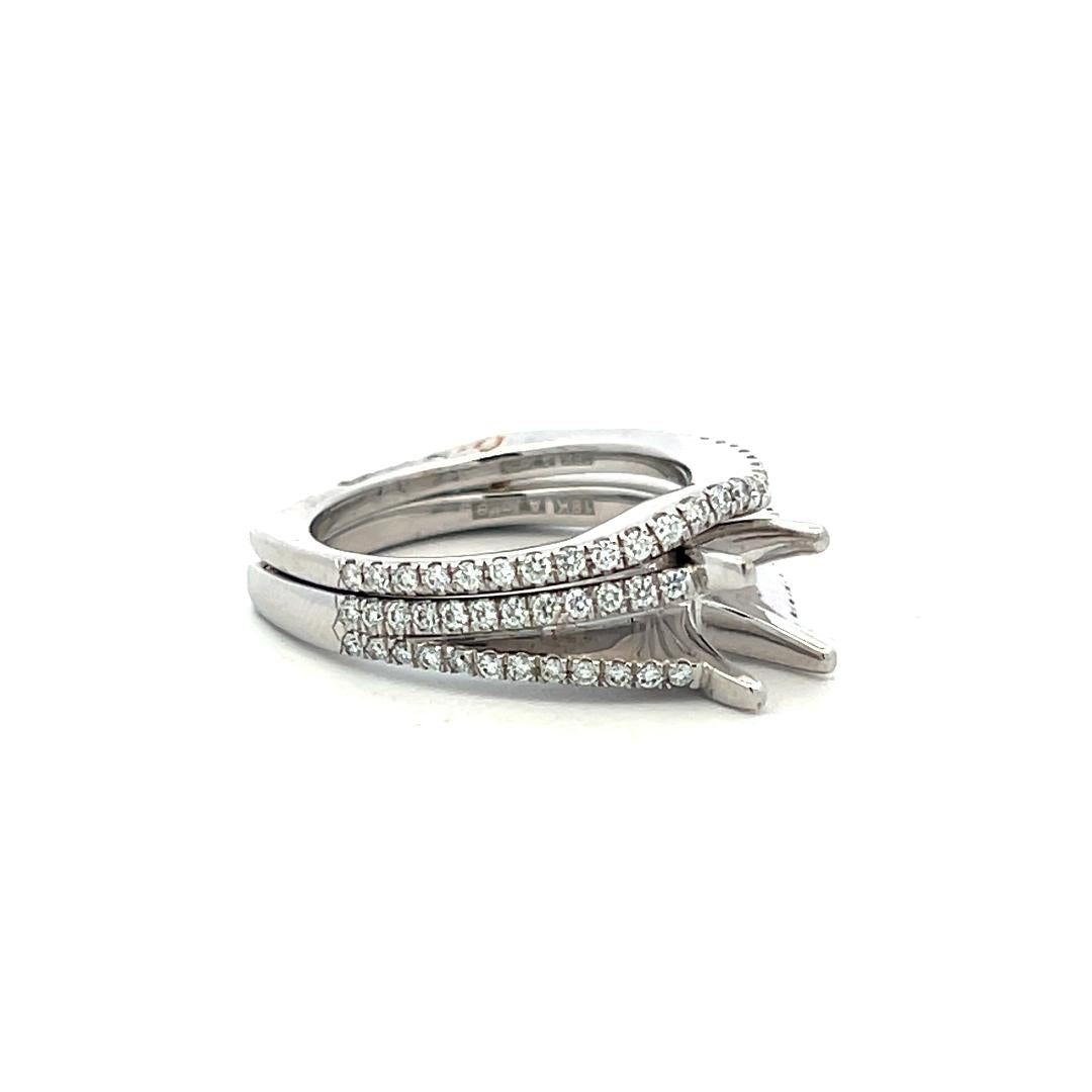 18K White Gold Semi Mount Ring with 0.59ct Round G VS Diamonds Fits 6.5mm 1.00ct