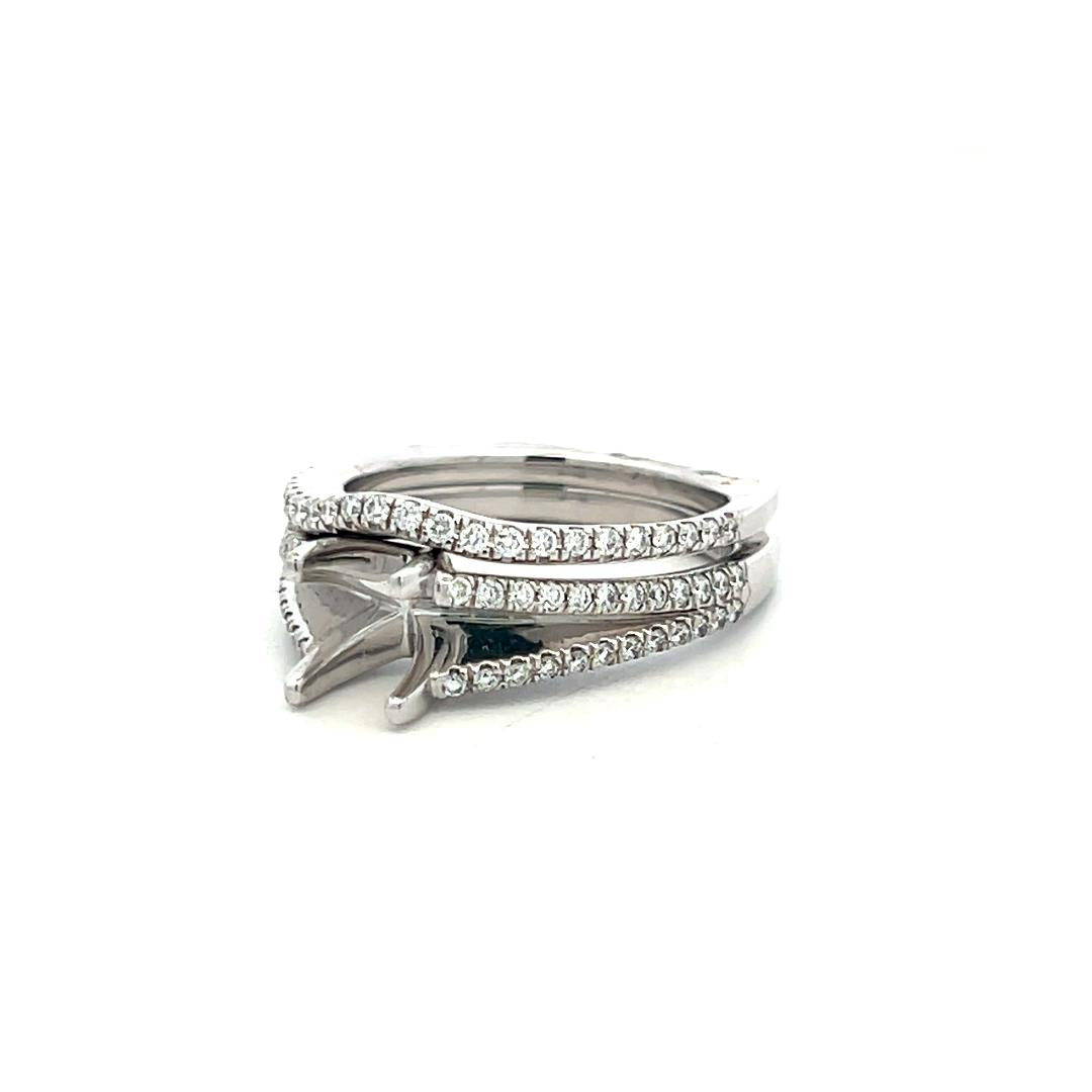 18K White Gold Semi Mount Ring with 0.59ct Round G VS Diamonds Fits 6.5mm 1.00ct