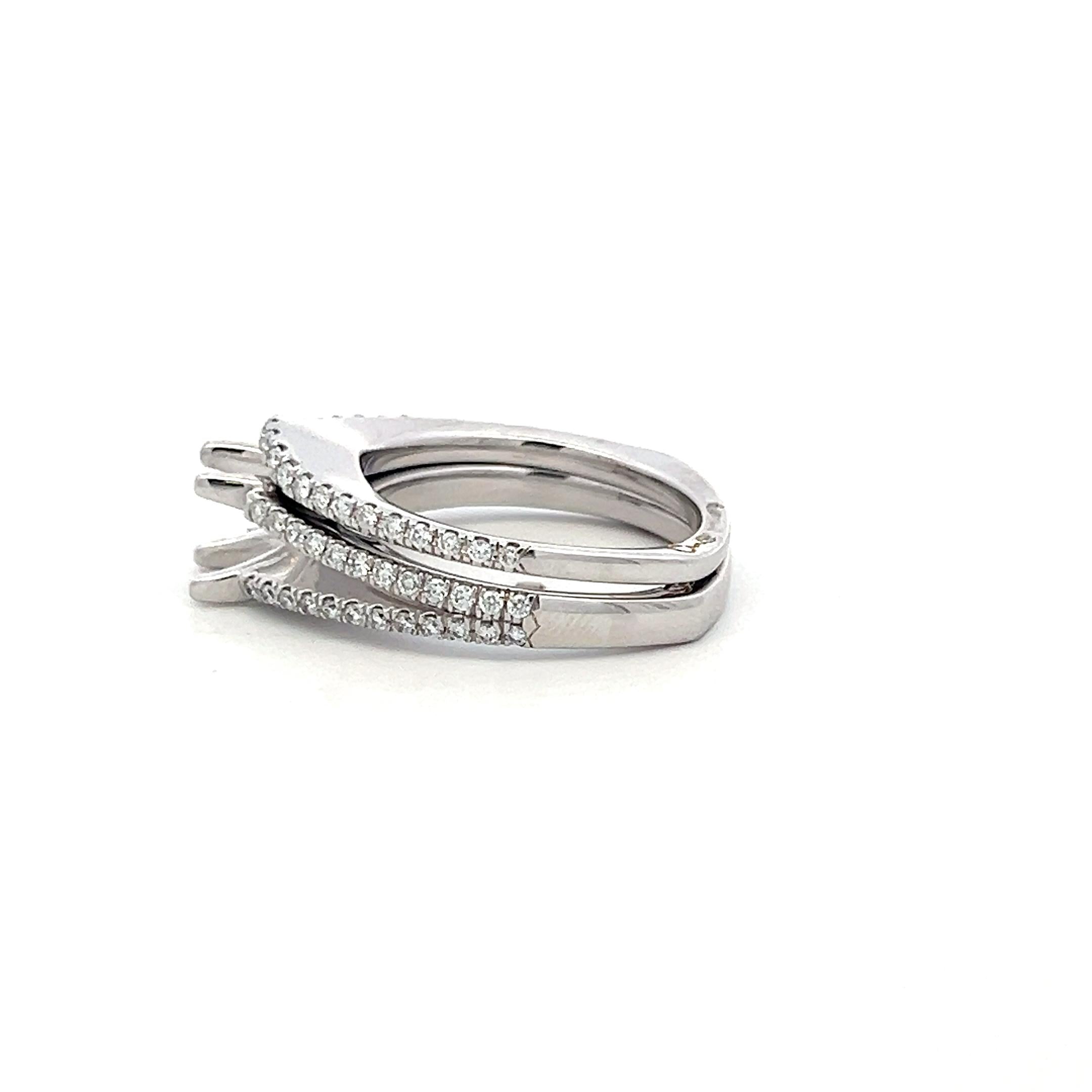 18K White Gold Semi Mount Ring with 0.59ct Round G VS Diamonds Fits 6.5mm 1.00ct