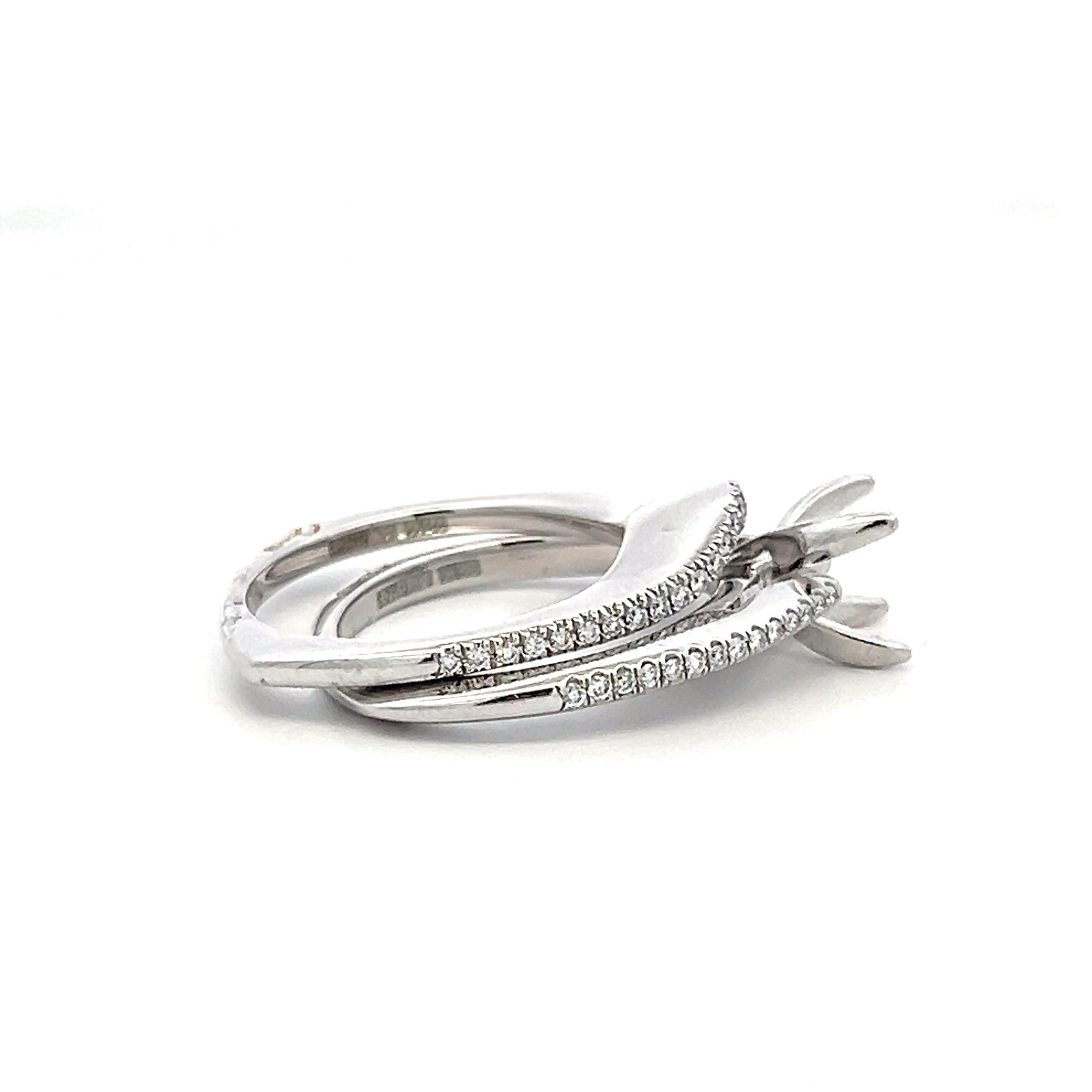 18K White Gold Semi Mount Ring with 0.3ct Round Diamonds Fits 7.6mm 1.50ct+