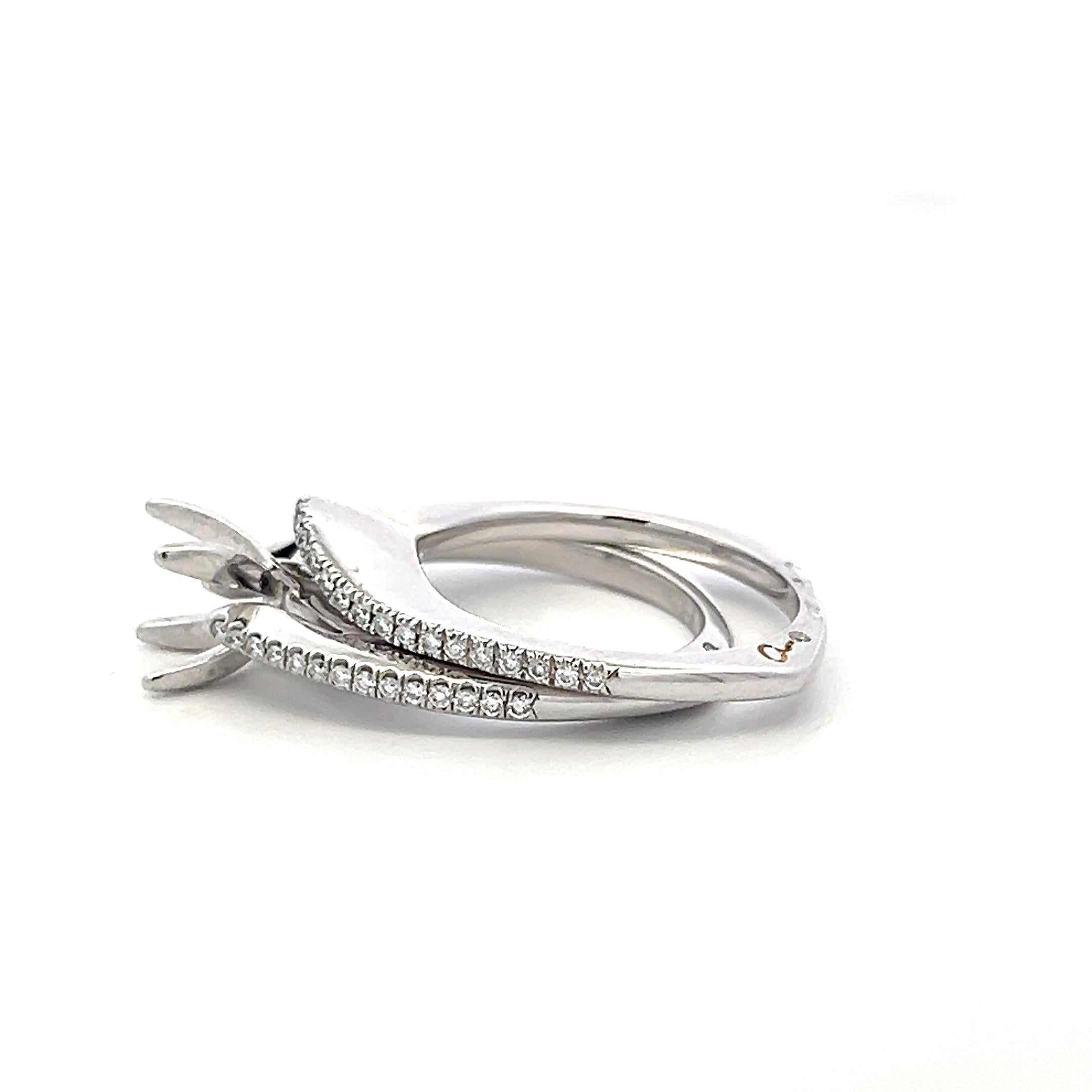 18K White Gold Semi Mount Ring with 0.3ct Round Diamonds Fits 7.6mm 1.50ct+