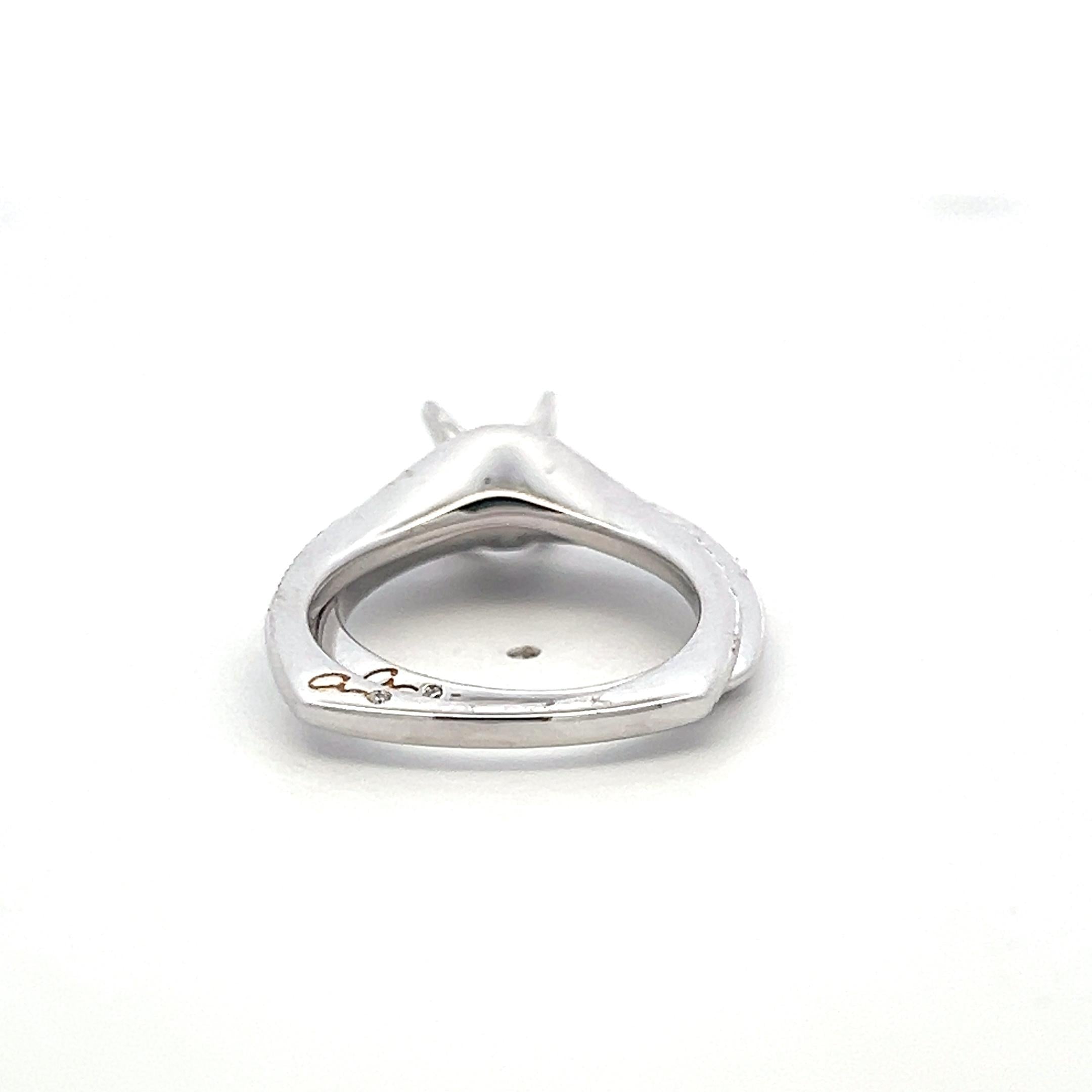 18K White Gold Semi Mount Ring with 0.3ct Round Diamonds Fits 7.6mm 1.50ct+