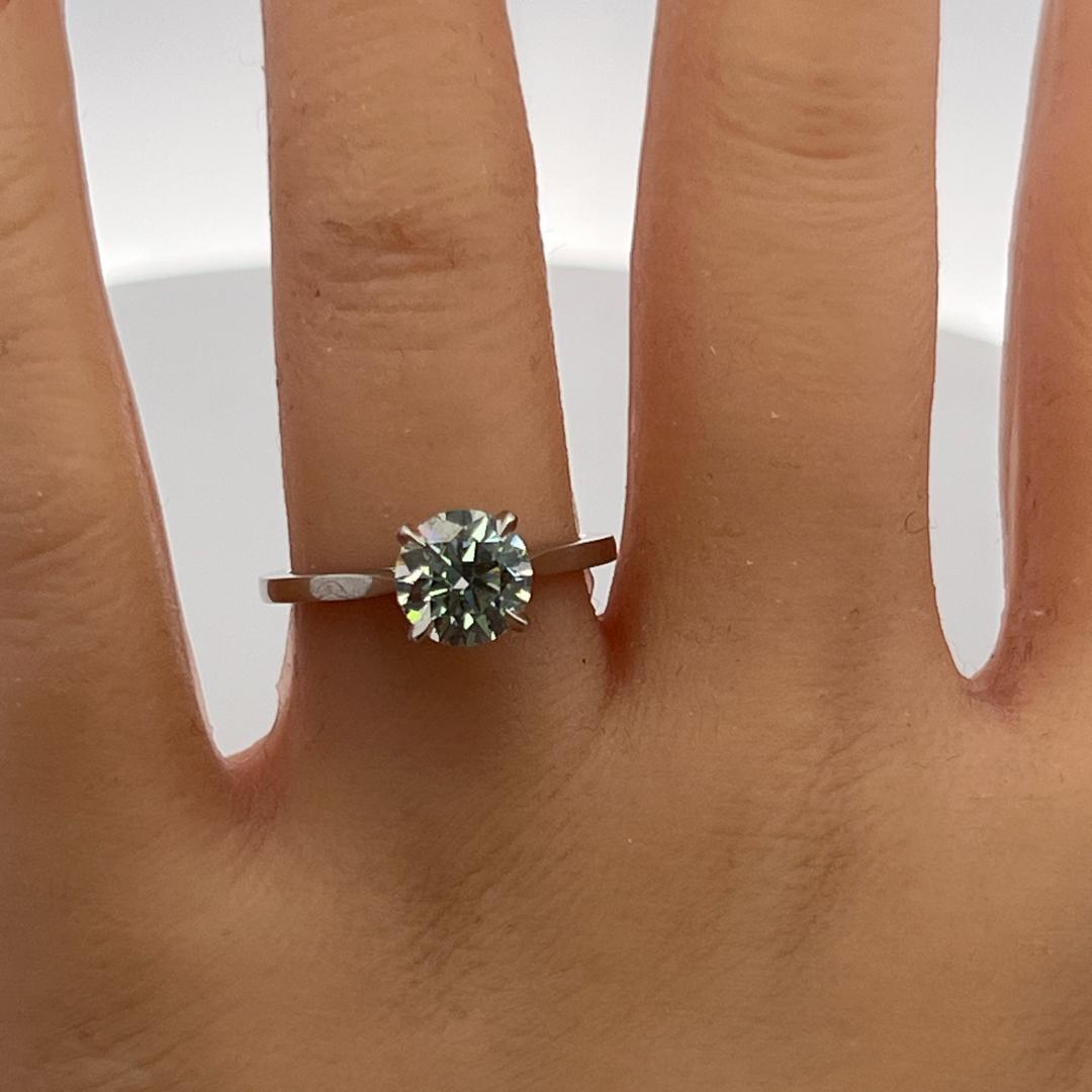 Palladium Engagement Ring 0.07ct Natural and 1.25ct Lab-Grown Diamond
