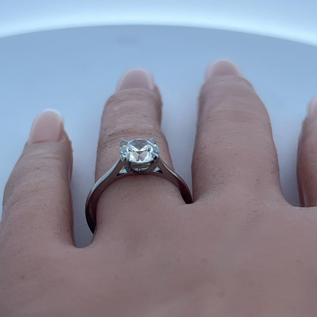 Palladium Engagement Ring 0.07ct Natural and 1.25ct Lab-Grown Diamond